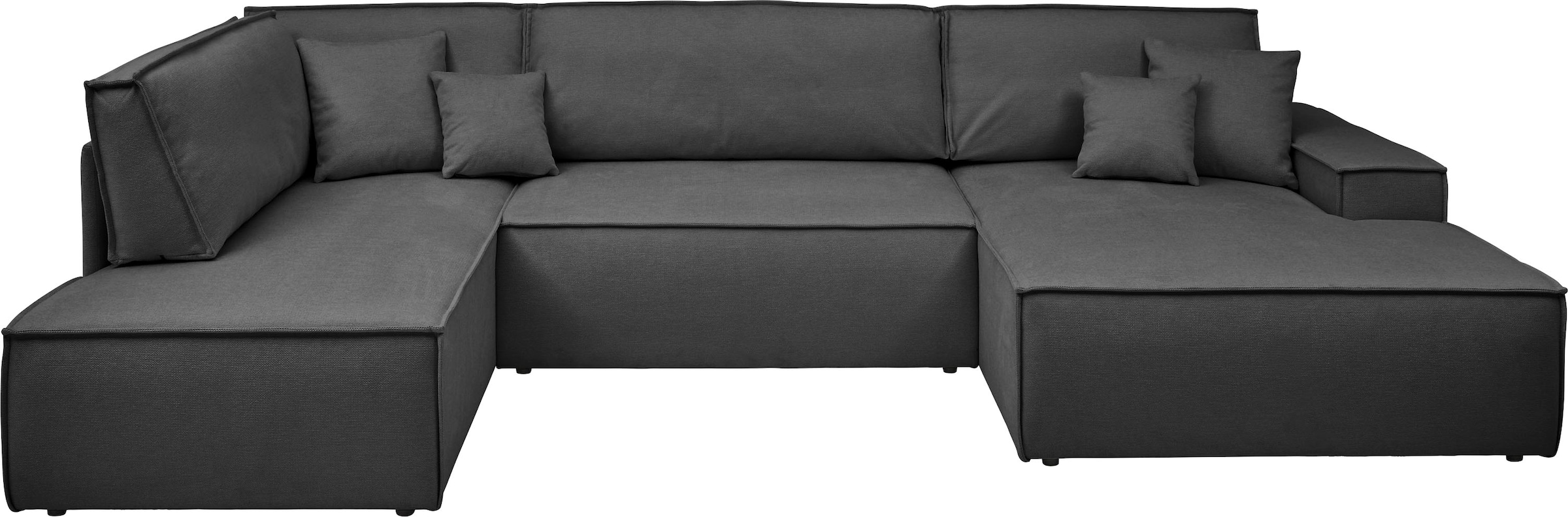 andas Wohnlandschaft »FINNLEY U-Form XXL 329 cm, Schlafsofa, Schlaffunktion m. Bettkasten«, (194/139 cm), Bouclé, Struktur und Cord