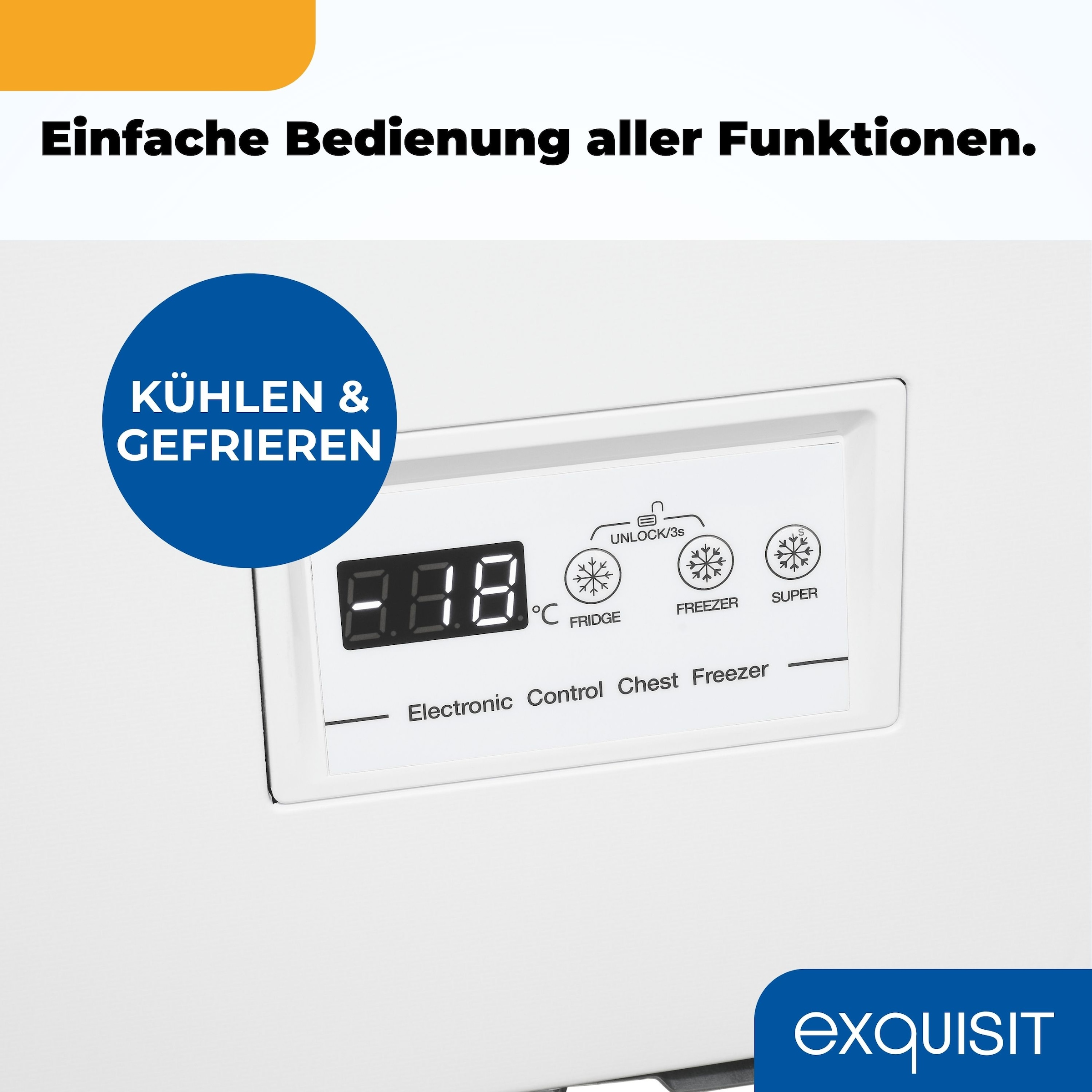 exquisit Gefriertruhe »GT201-HE-040E weiss« 88,6 cm hoch 93,4 cm breit Kompaktes Kühlen und Gefrieren – platzsparend in einem Gerät.
