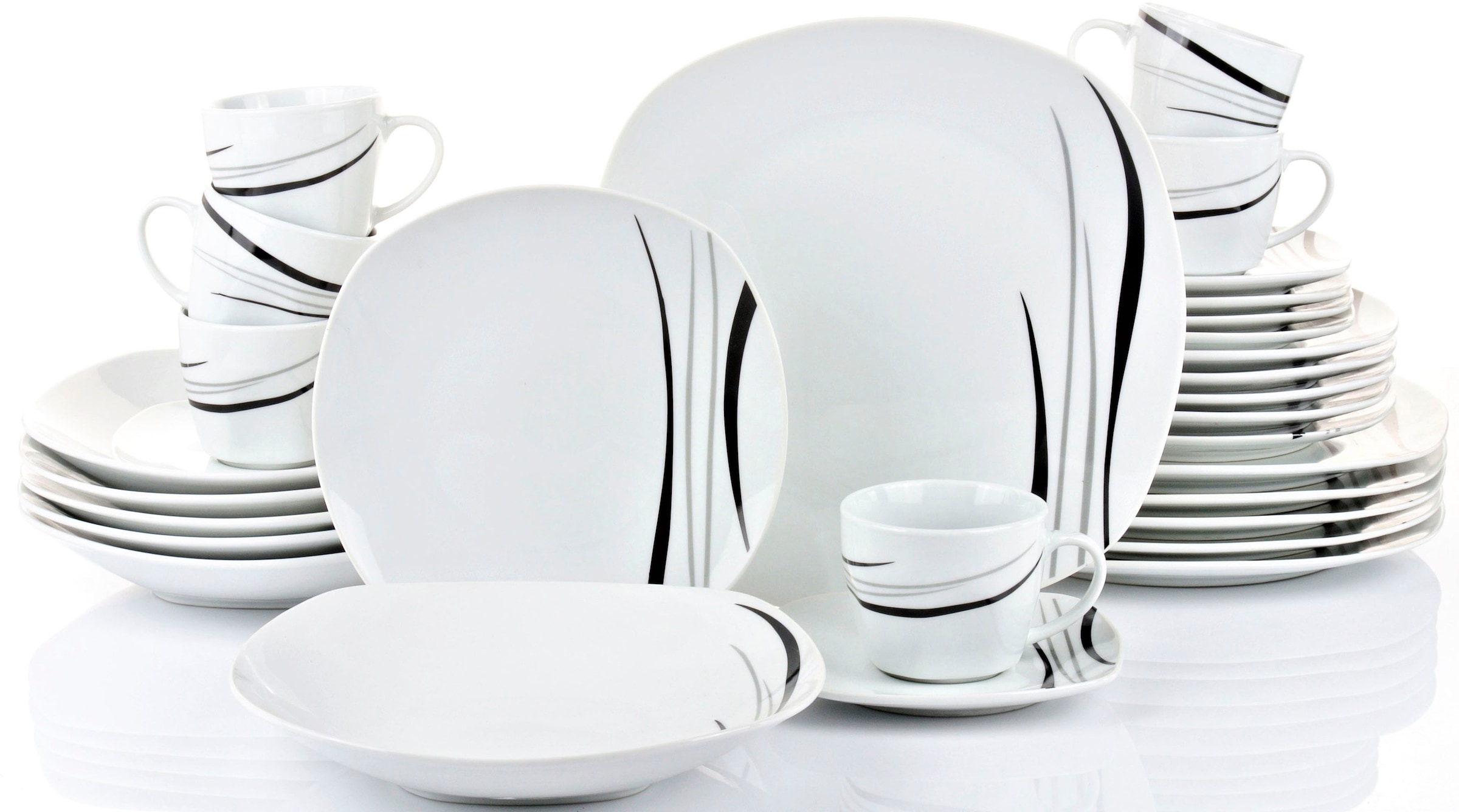 Retsch Arzberg Kombiservice »Geschirr-Set, Service Cosmos« farbige Elemente in grau und schwarz, 30 Teile, für 6 Personen