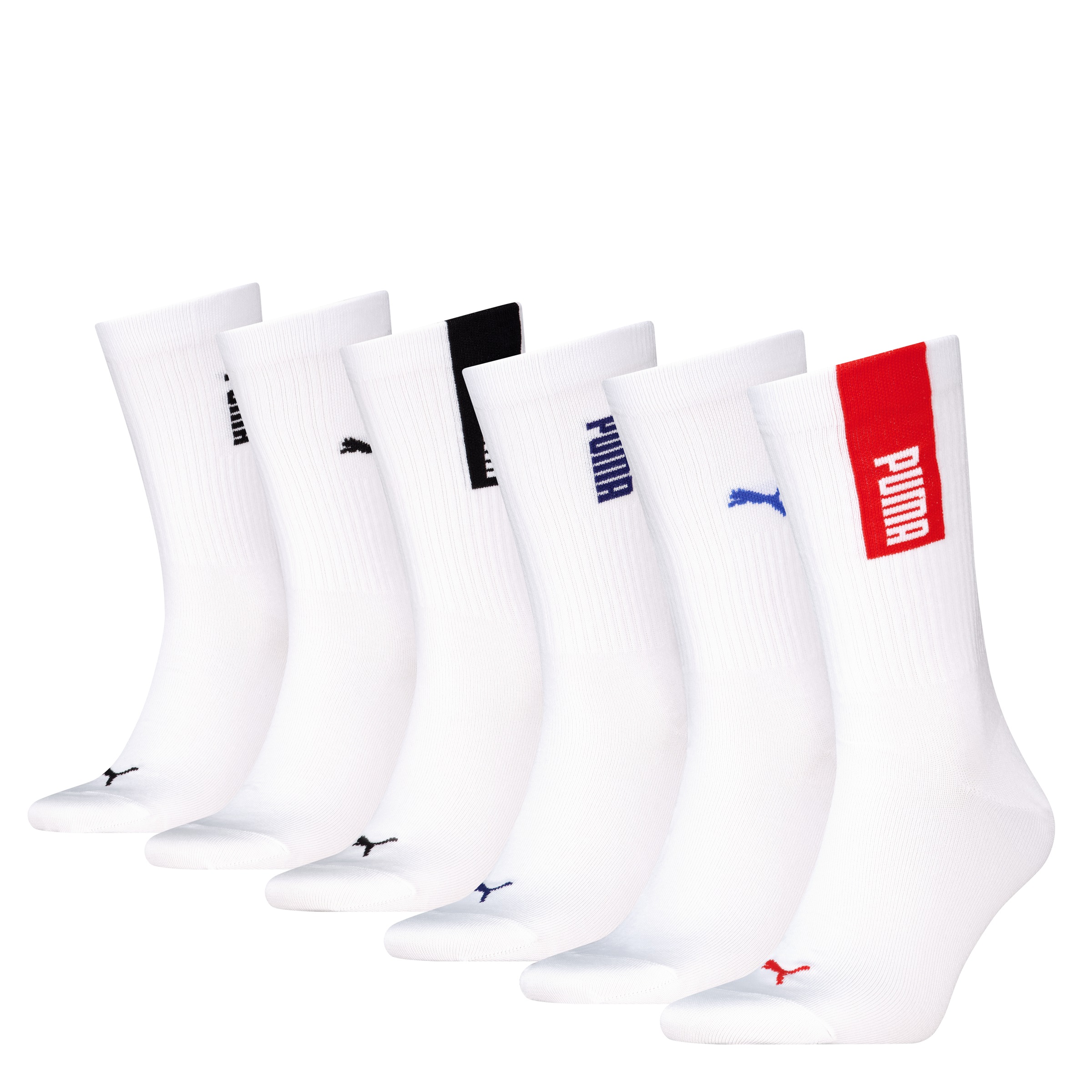 PUMA Socken 6 Paar tlg. mit Rippenbündchen, Logo und Schriftzug