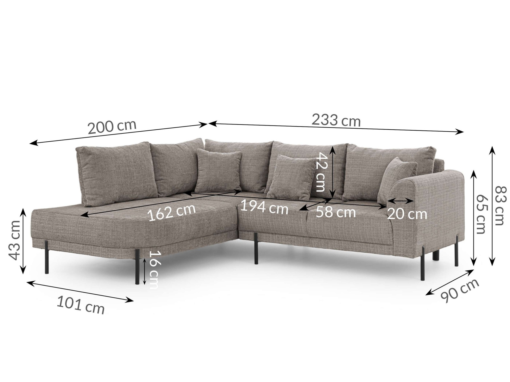 Home affaire Ecksofa »NELLIA L-Form mit Ottomane rechts oder links bestellbar, Breite 231 cm«