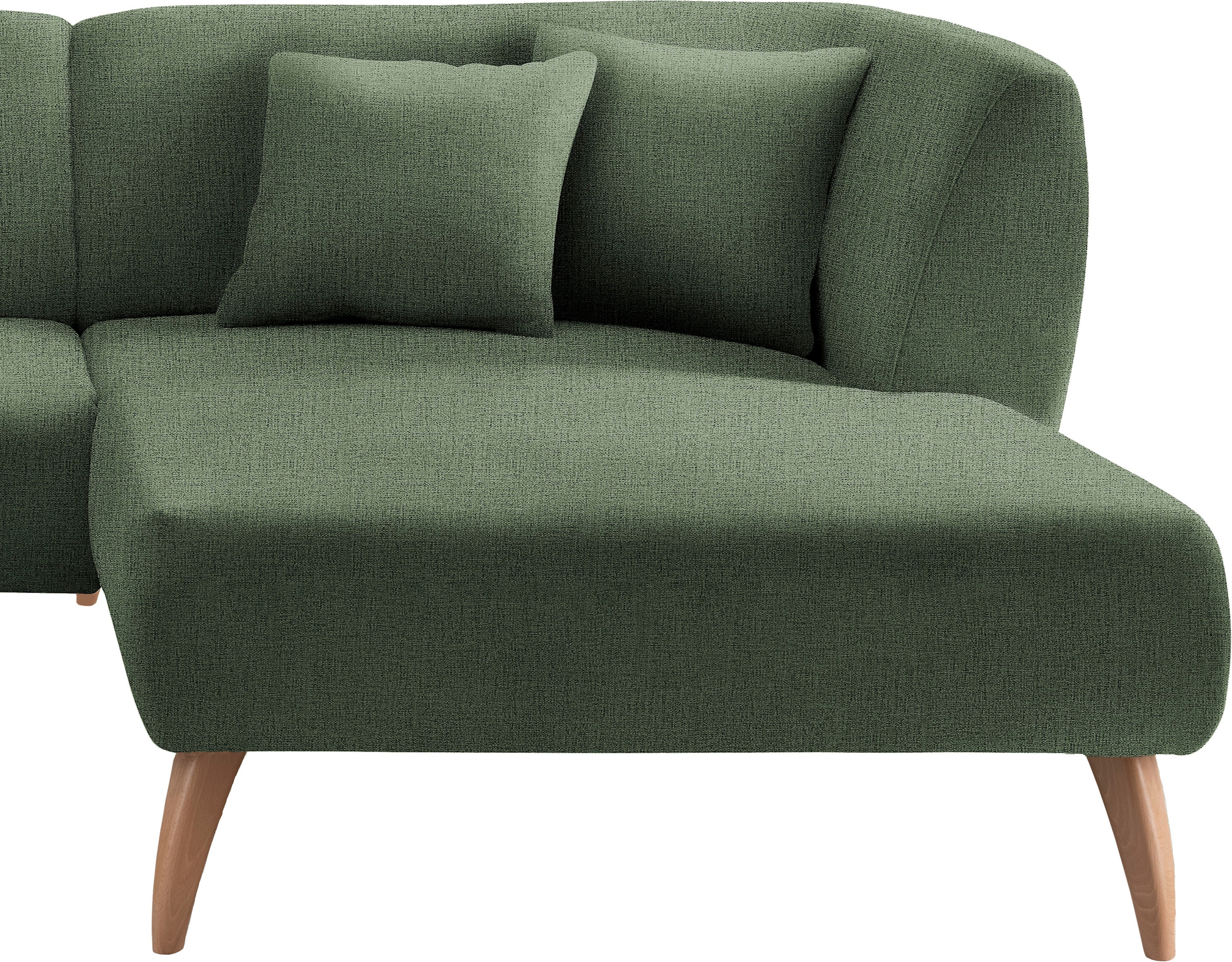 INOSIGN Ecksofa »Colori L-Form«, Holzfußfarbe wählbar, inkl. 4x Zierkissen