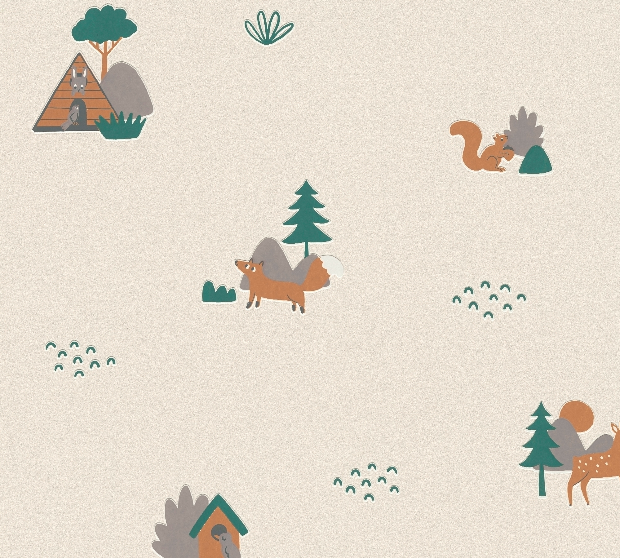 living walls Vliestapete »Kids Studio Waldtiere – Vliestapete für Kinder« Wald | grafisch | naturalistisch glatt Fuchs, Reh und Eichhörnchen im modernen Scandi-Look