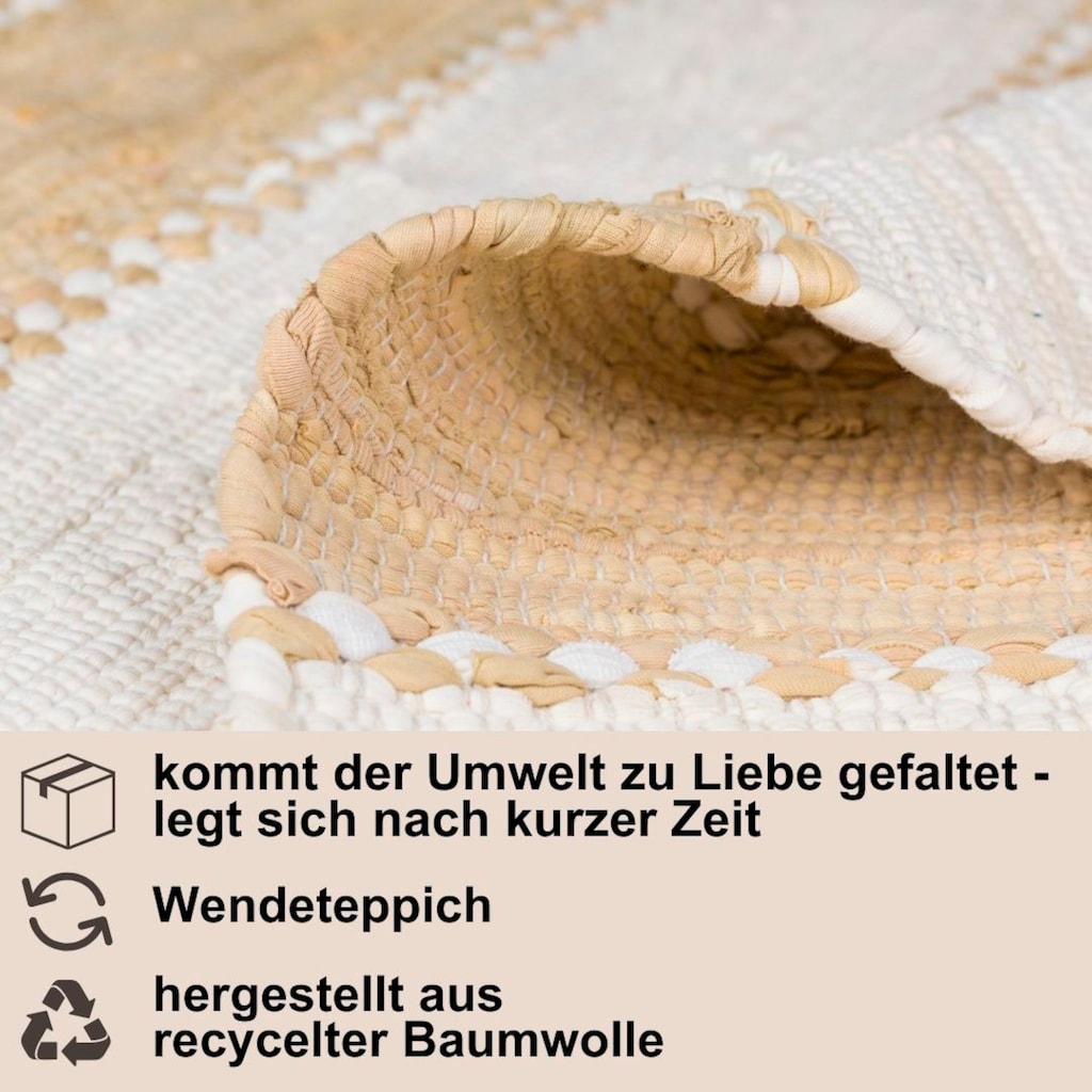 Myflair Möbel & Accessoires Teppich »Karim«, rechteckig, Handweb Teppich, gestreift, reine Baumwolle, handgewebt, mit Fransen