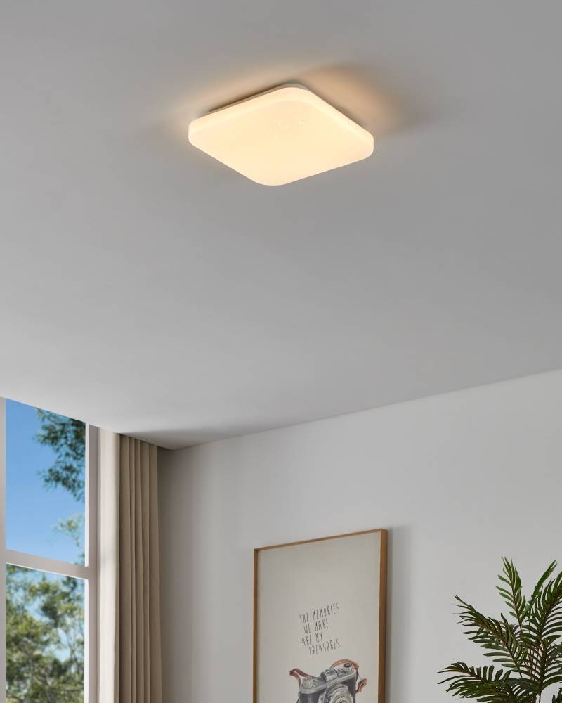 EGLO LED Deckenleuchte »FRANIA-S«, LED-Board, Warmweiß, weiß / L28 x H7 x B28 cm / inkl. 1 x LED-Platine (je 10W, 1100lm, 3000K) / Deckenlampe - Schlafzimmerlampe - Büroleuchte - Lampe - Schlafzimmer - Küche - Flur - Flurlampe - Küchenlampe