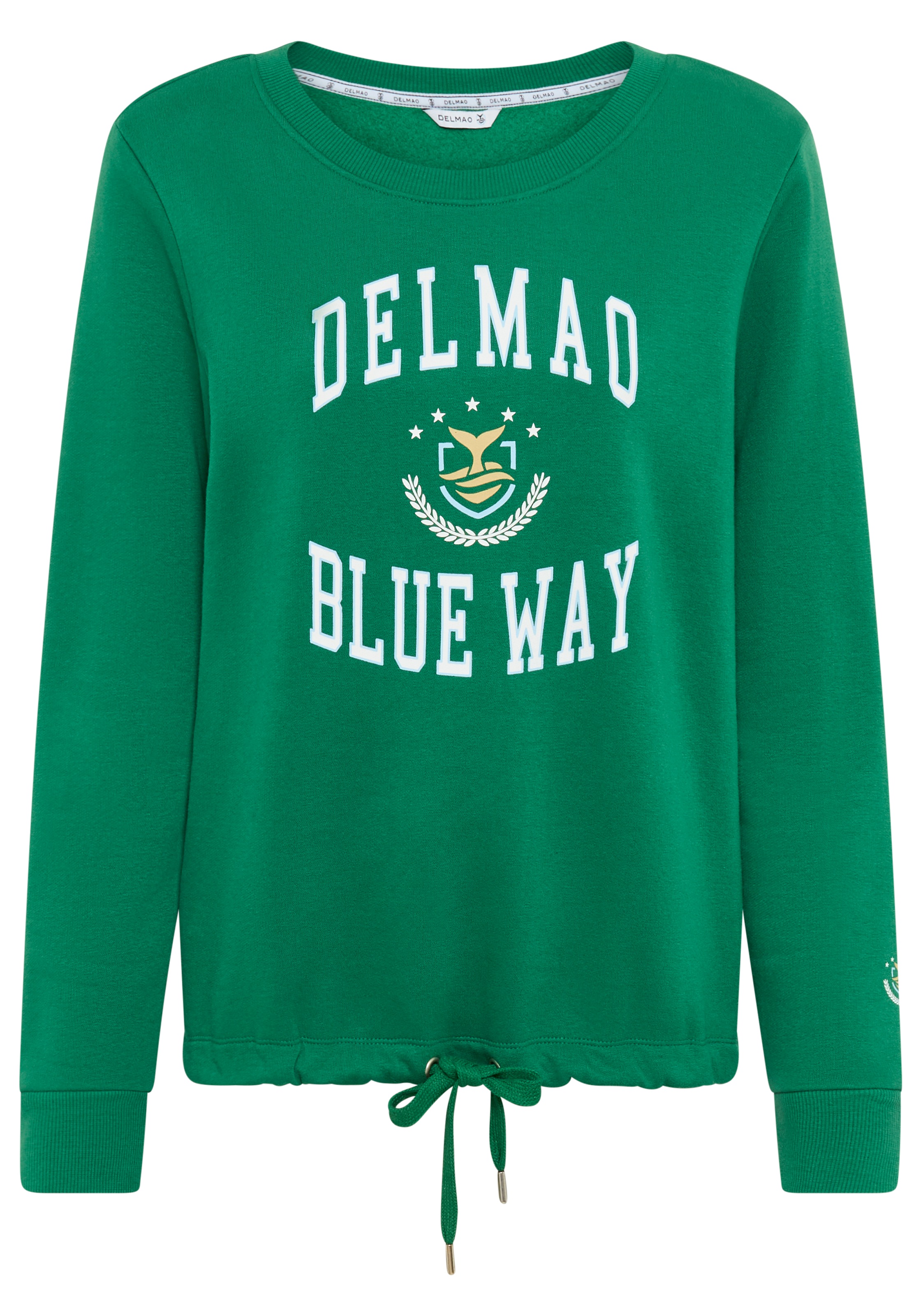 DELMAO Sweatshirt, Weiche Baumwollmischung mit Print und Kordelzug am Saum