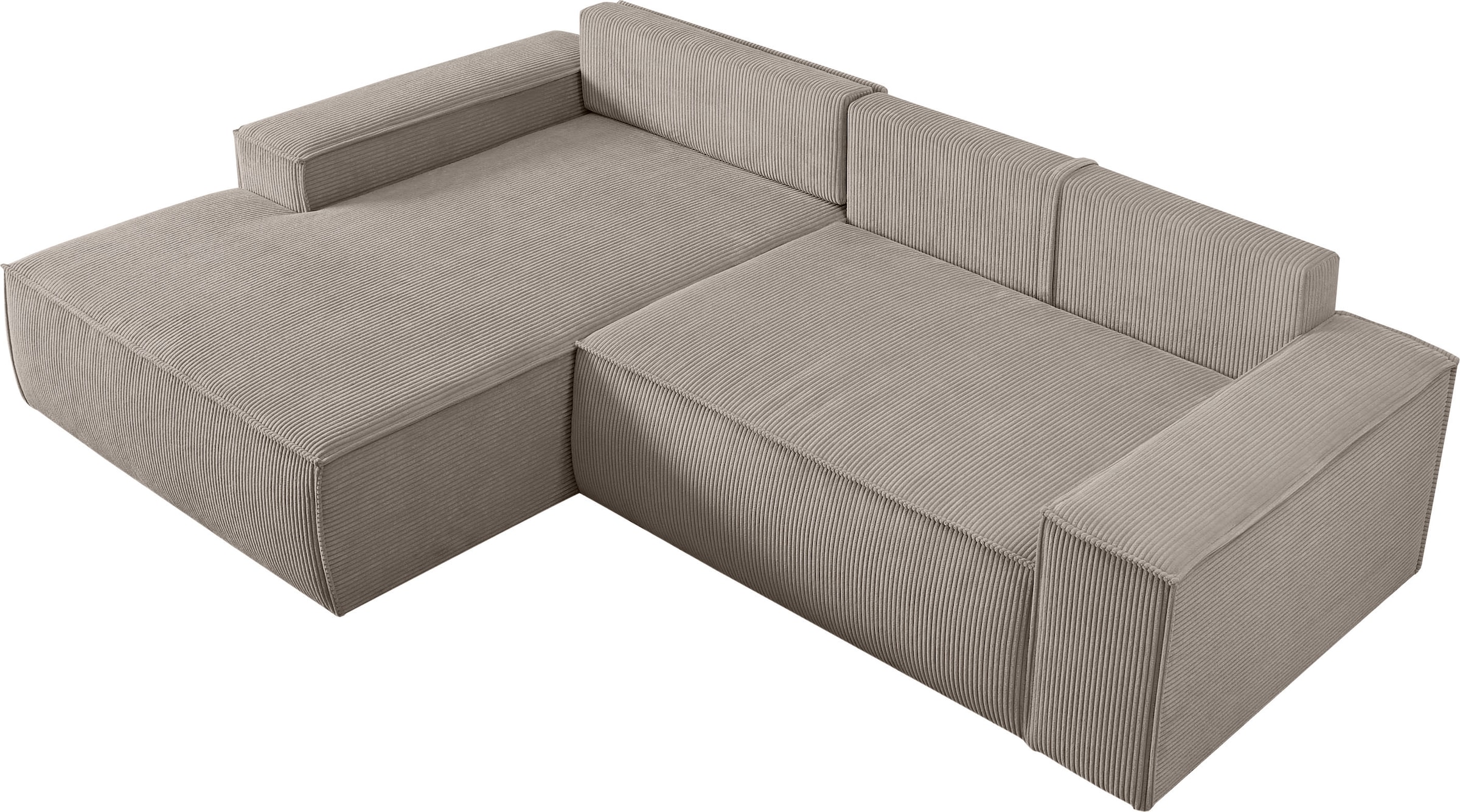 Home affaire Ecksofa »SHERWOOD Schlafsofa 267 cm, L-Form,«, Schlaffunktion mit Bettkasten (210x136 cm), Cord, Vintage, Samtvelours