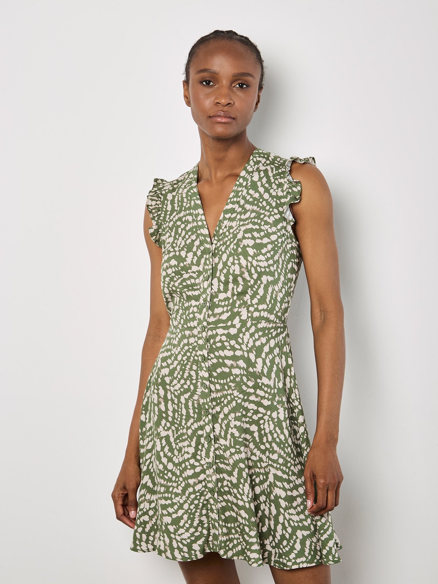 Apricot Druckkleid »Abstraktes Punktekleid« mit Rüschen