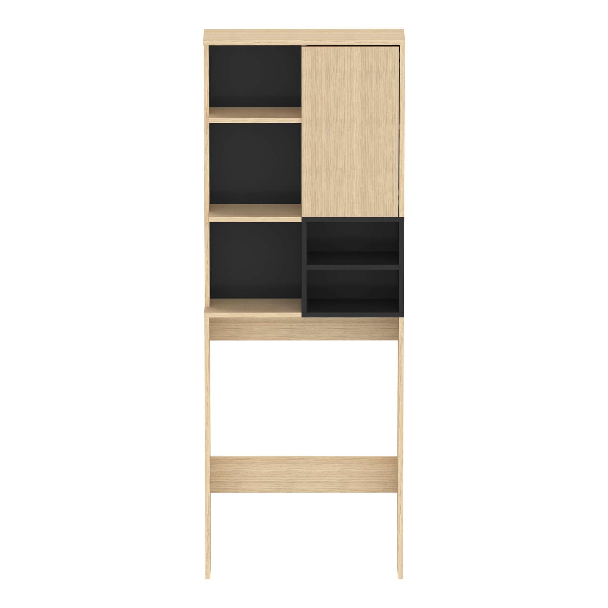 TemaHome Waschmaschinenumbauschrank »Kube Überbauregal, Badmöbel, Badschrank, Höhe 179 cm«, mit einer Tür und und offene Fächer