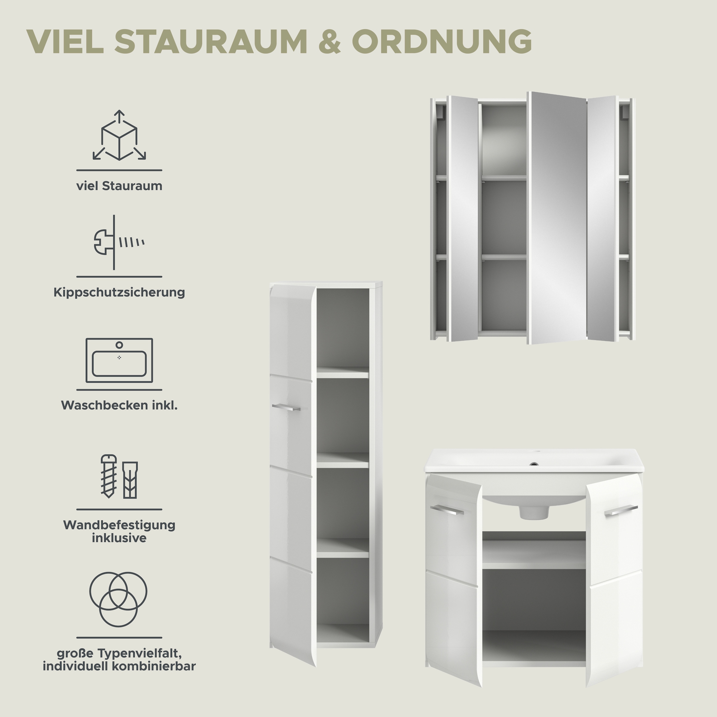 welltime Badezimmer-Set Set, 4 Stk. tlg.