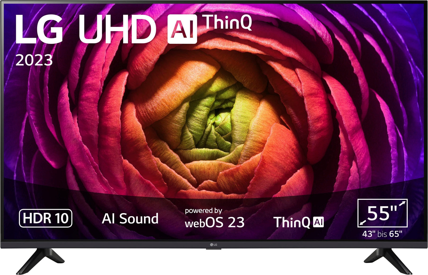 LG LCD-LED Fernseher, 139 cm/55 Zoll, 4K Ultra HD, Smart-TV, UHD,α5 Gen6 4K AI-Prozessor,Direct LED,AI Sound,WebOS 23