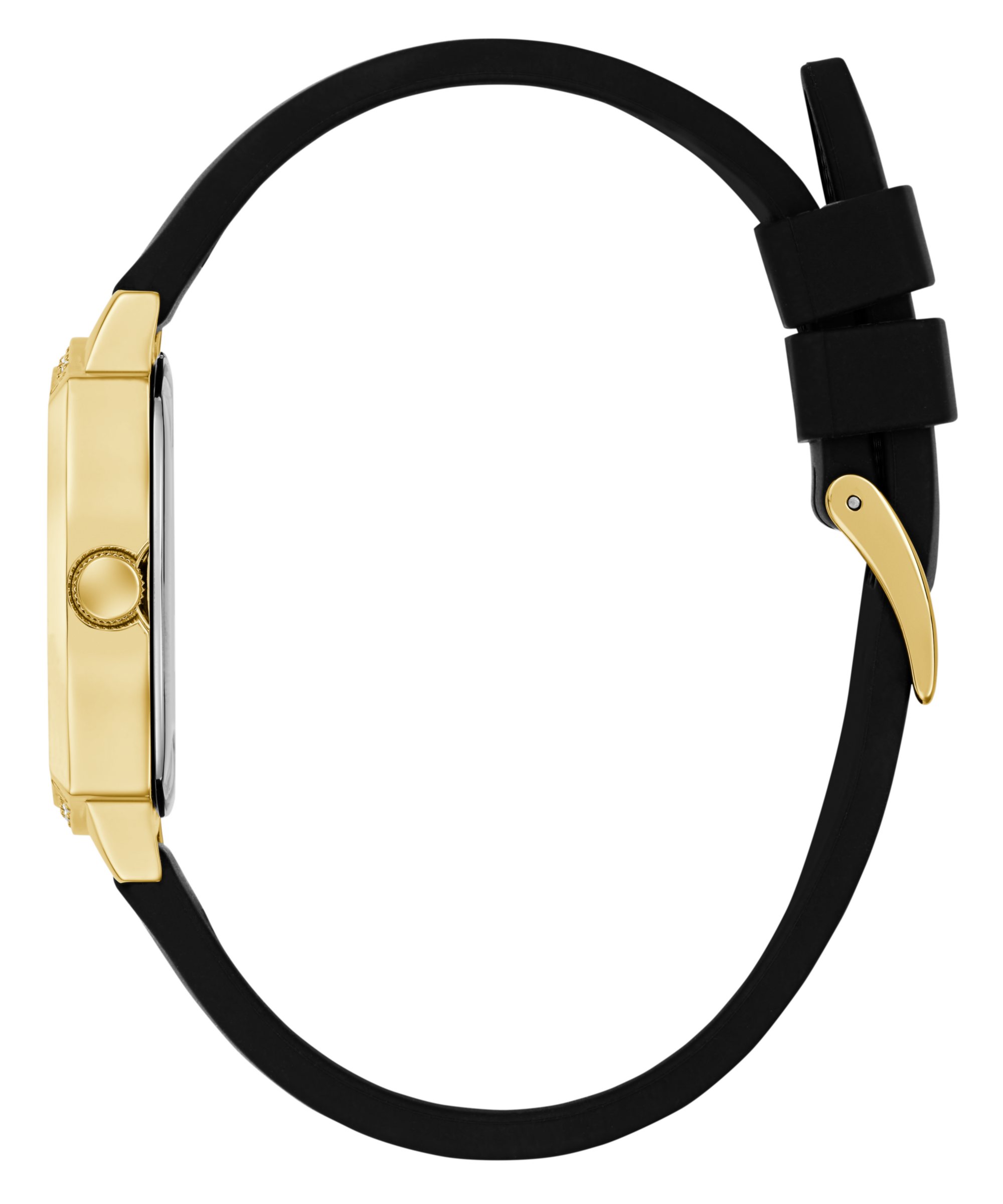 Guess Quarzuhr »LIV« Armbanduhr, Damenuhr, Silikonarmband, Kristallsteine