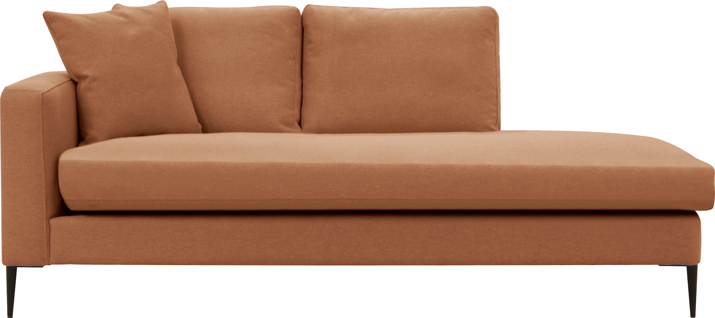 Leonique Recamiere »Cozy Chaiselongue, Maße B/T/H: 195/97/80 cm«, mit losen Kissen und Metallbeinen, Armlehne links oder rechts wählbar
