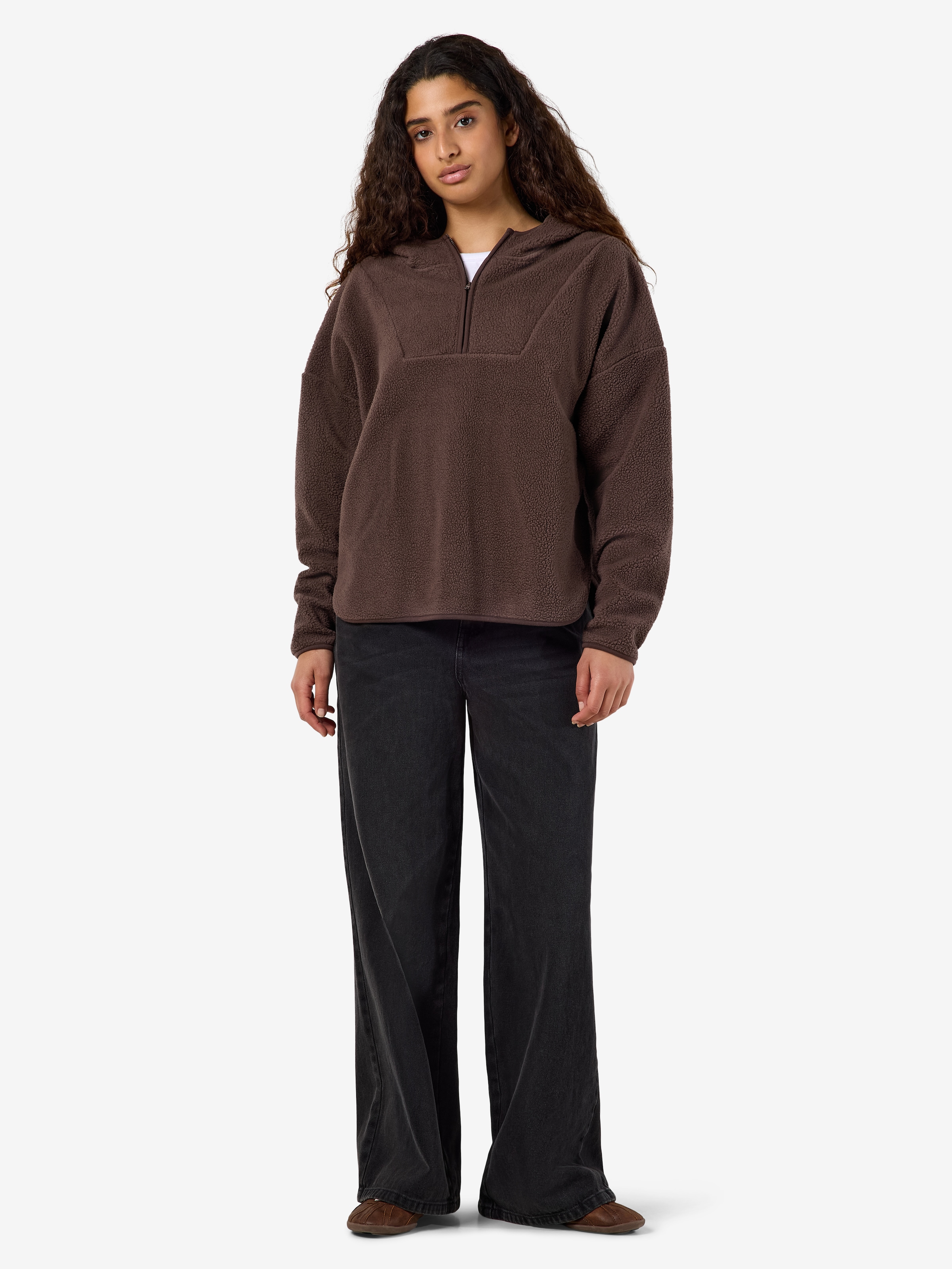 Noisy may Fleecepullover »NMCOZY L/S HALFWAY ZIP SWEATER JRS NOOS«, Polyester, relaxed fit
