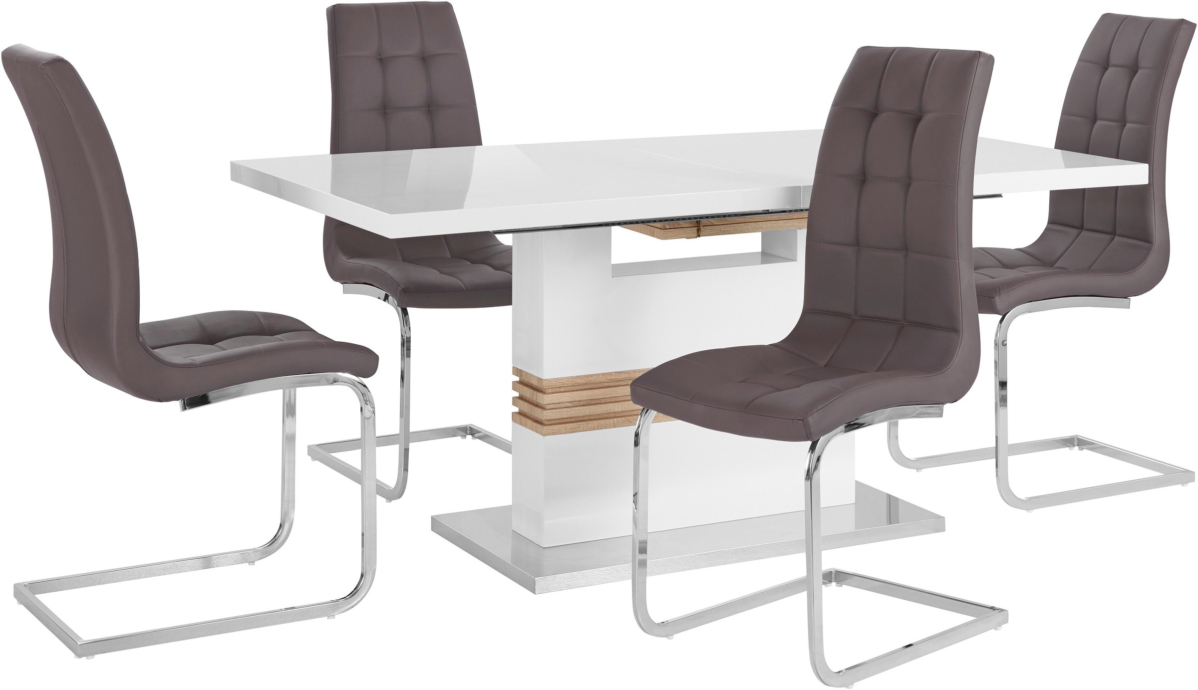 INOSIGN Essgruppe »Perez/Lola«, (Set, 5 tlg.), mit 4 Stühlen, Tisch ausziehbar, Breite 160-200 cm