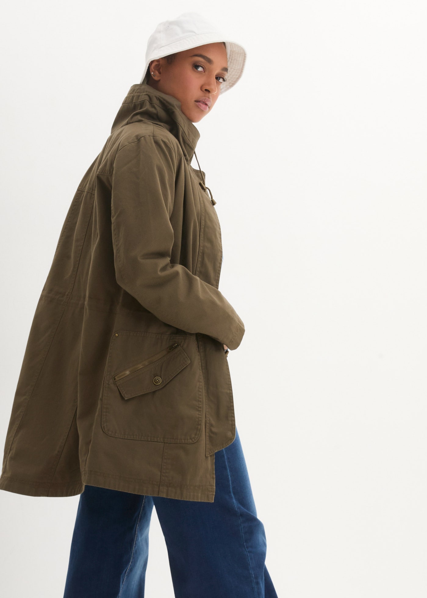 bonprix Parka »Baumwoll-Kurzparka mit Stehkragen, talliert« Baumwoll-Kurzparka mit Stehkragen, talliert