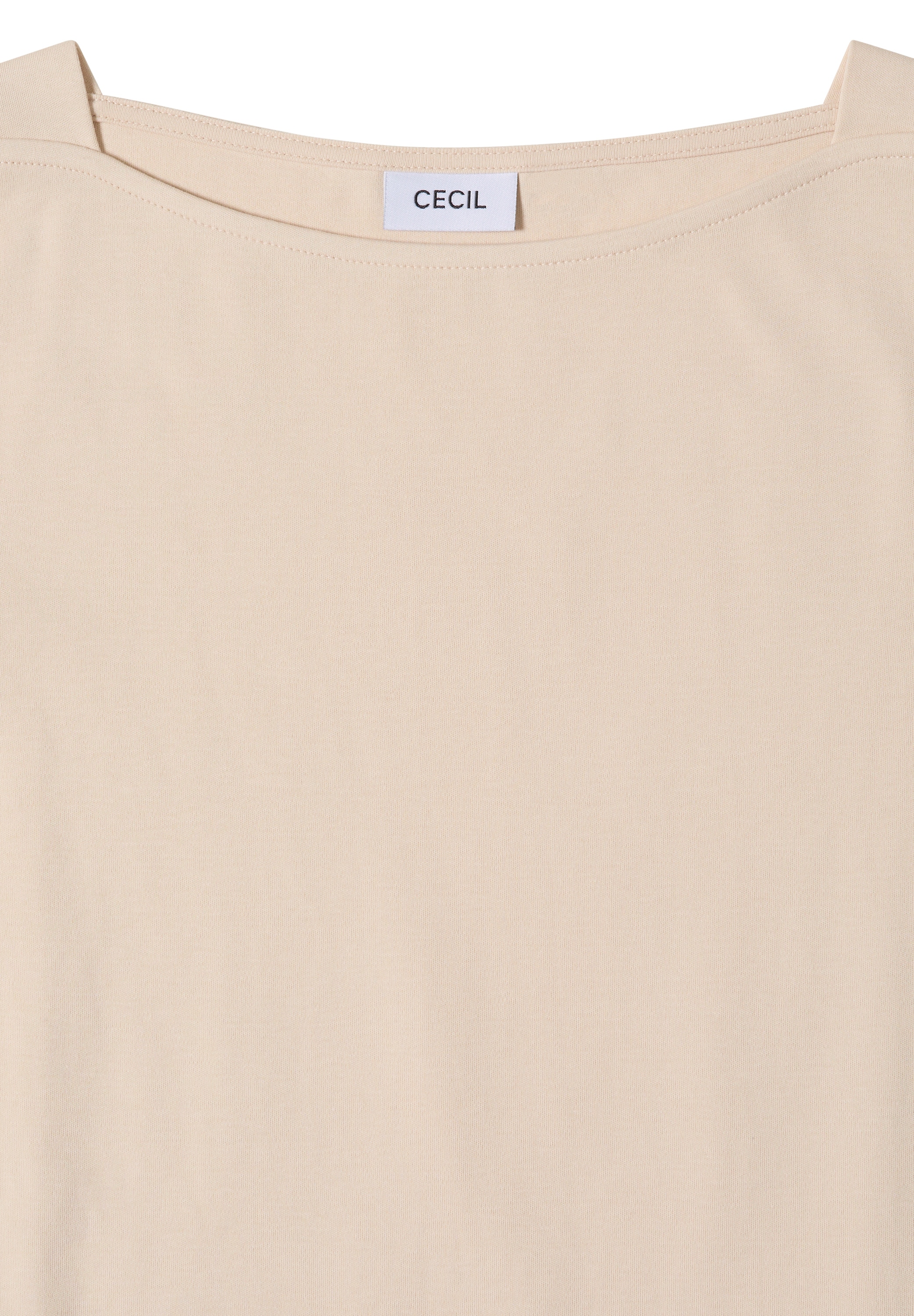 Cecil 3/4-Arm-Shirt U-Boot-Ausschnitt, unifarben, Baumwolle