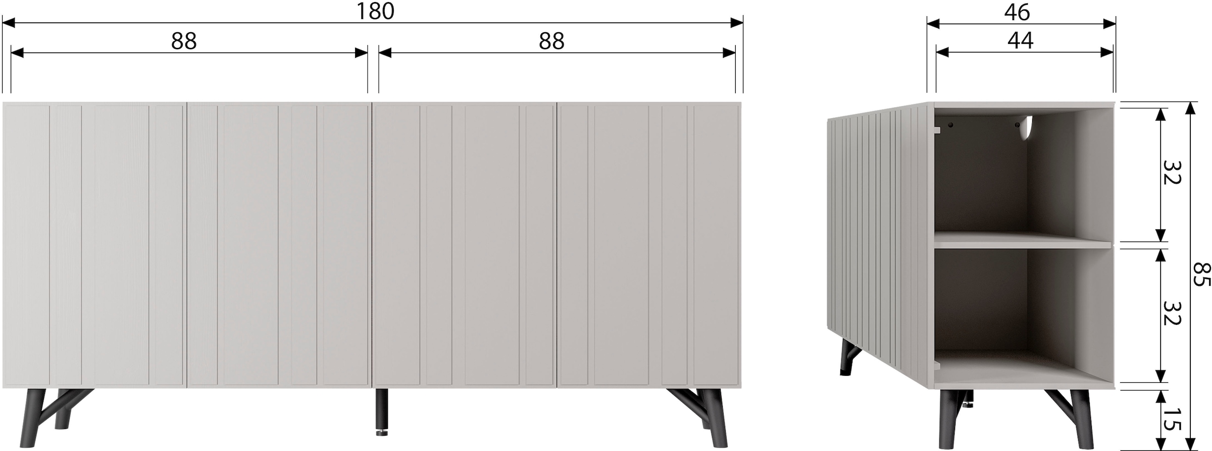 WOOOD Sideboard »Miller«, Kommode mit klaren Linien, Breite 181 cm