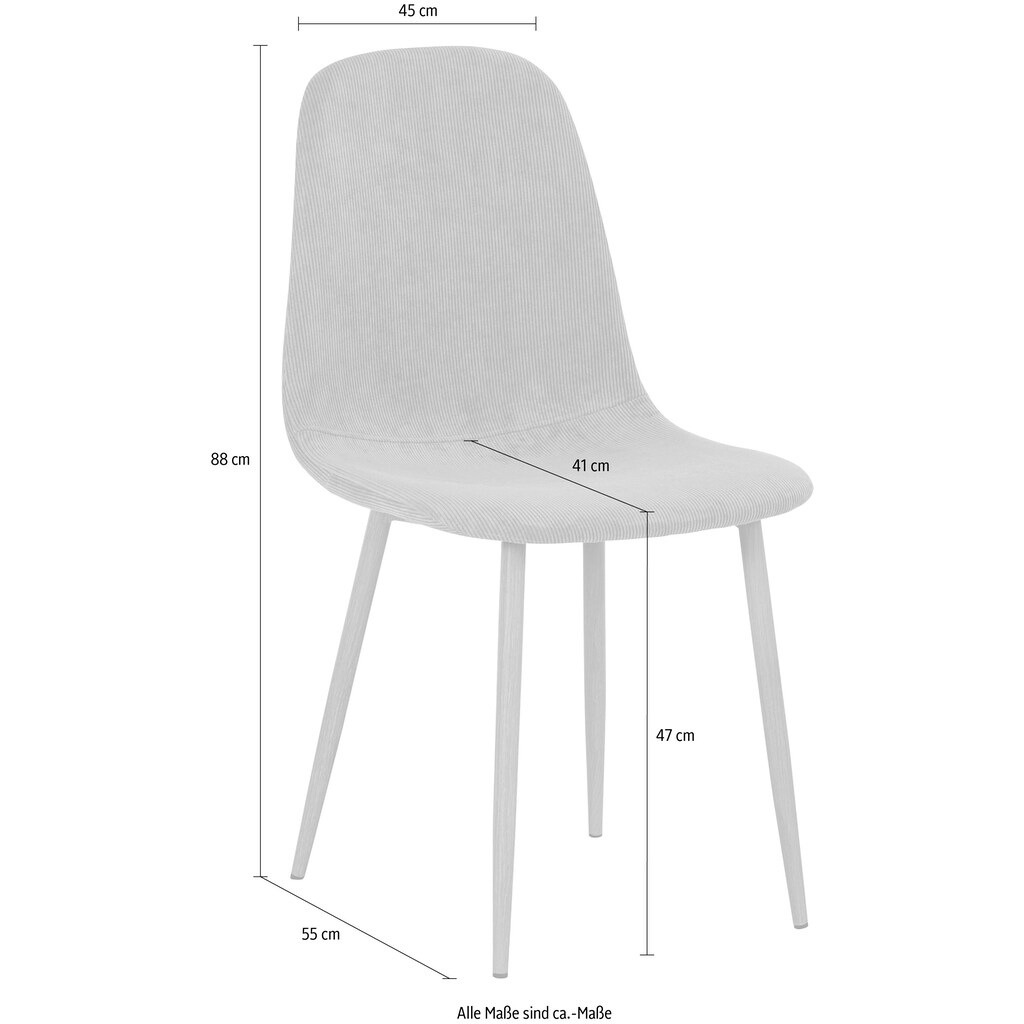 Homexperts Esszimmerstuhl »Kaitlin«, (Set), 4 St., Cord, (2 oder 4 Stück), Bezug in Cordstoff, Metallgestell in Holzoptik