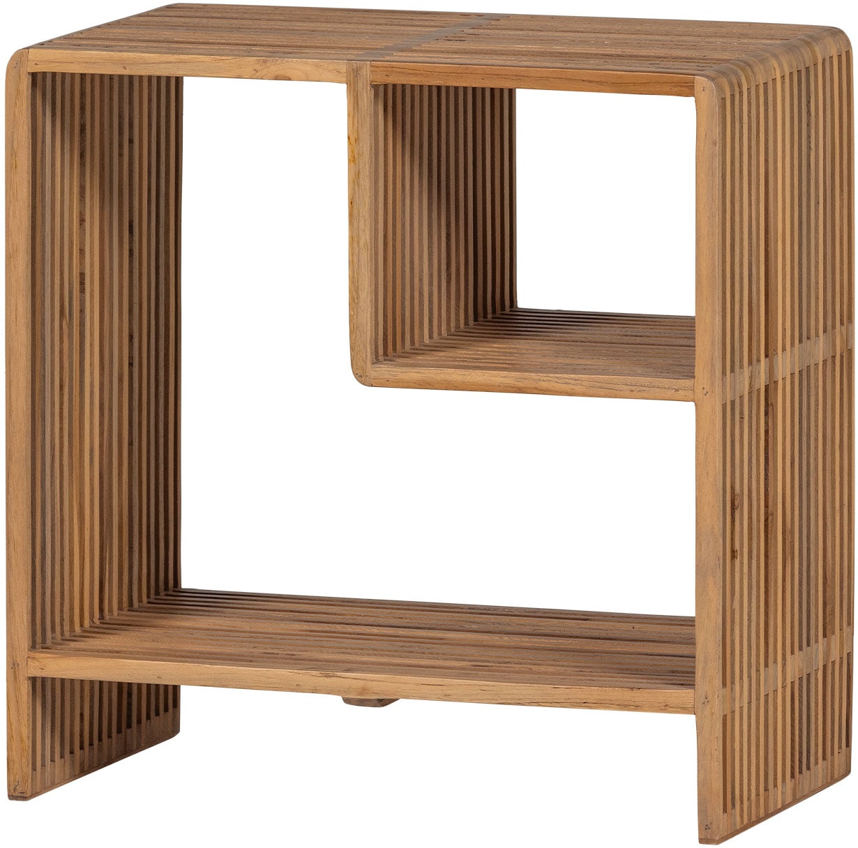 WOOOD Beistelltisch »Jasmijn aus recyceltem Teakholz mit zusätzlichem Fach 55x30x55 cm« Organische Formgebung, zusätzliches Fach, vormontiert geliefert