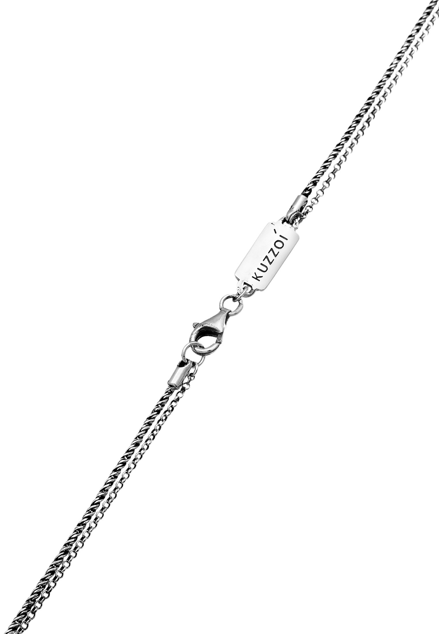 Kuzzoi Kette mit Anhänger »Halskette Herren Layer Kordel Erbskette Flügel 925 Silber«