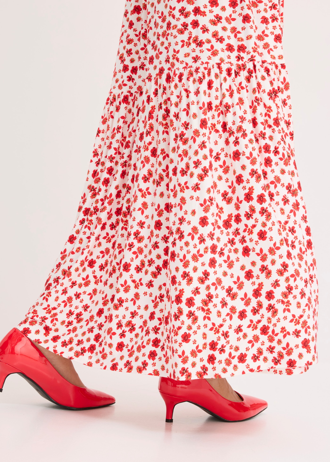 bonprix Maxikleid ausgestellte Passform, eckiger Ausschnitt, Kurzarm-Design