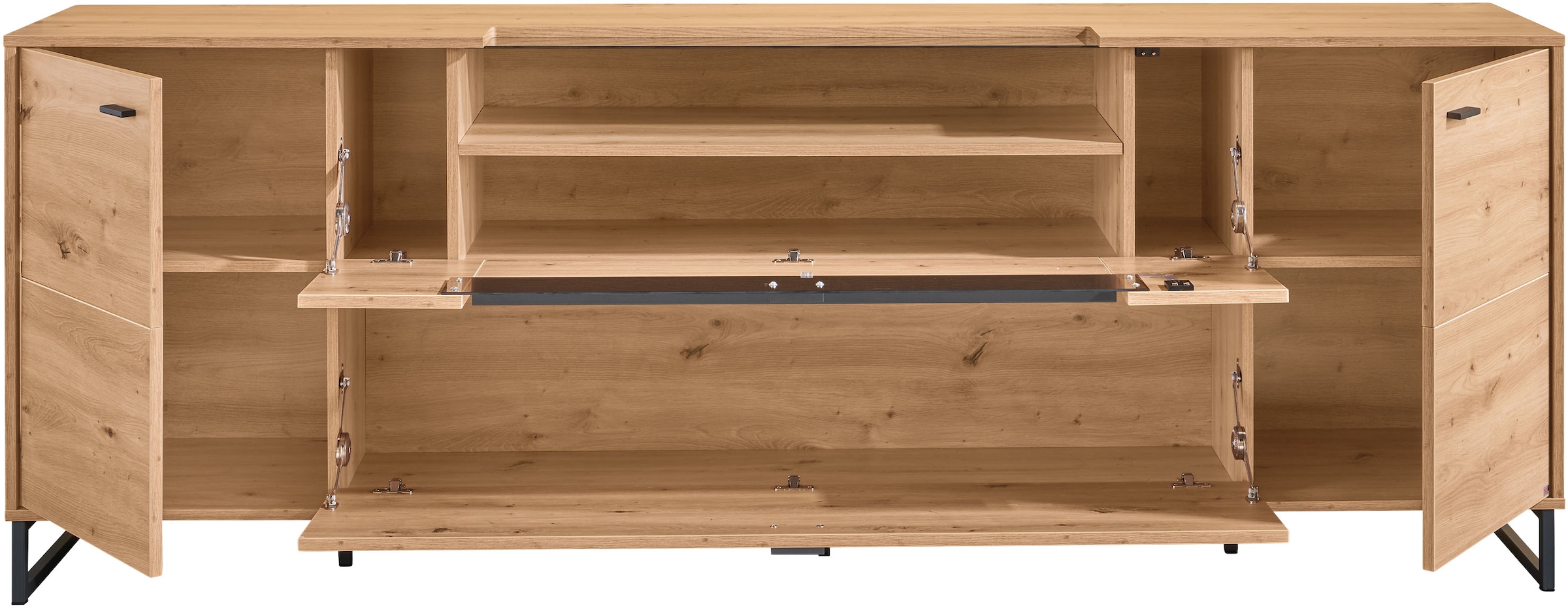 set one by Musterring TV-Schrank »Deltona« inkl. LED-Beleuchtung, Metallkufe, Sandstein-Zierelement, B229 x H83cm