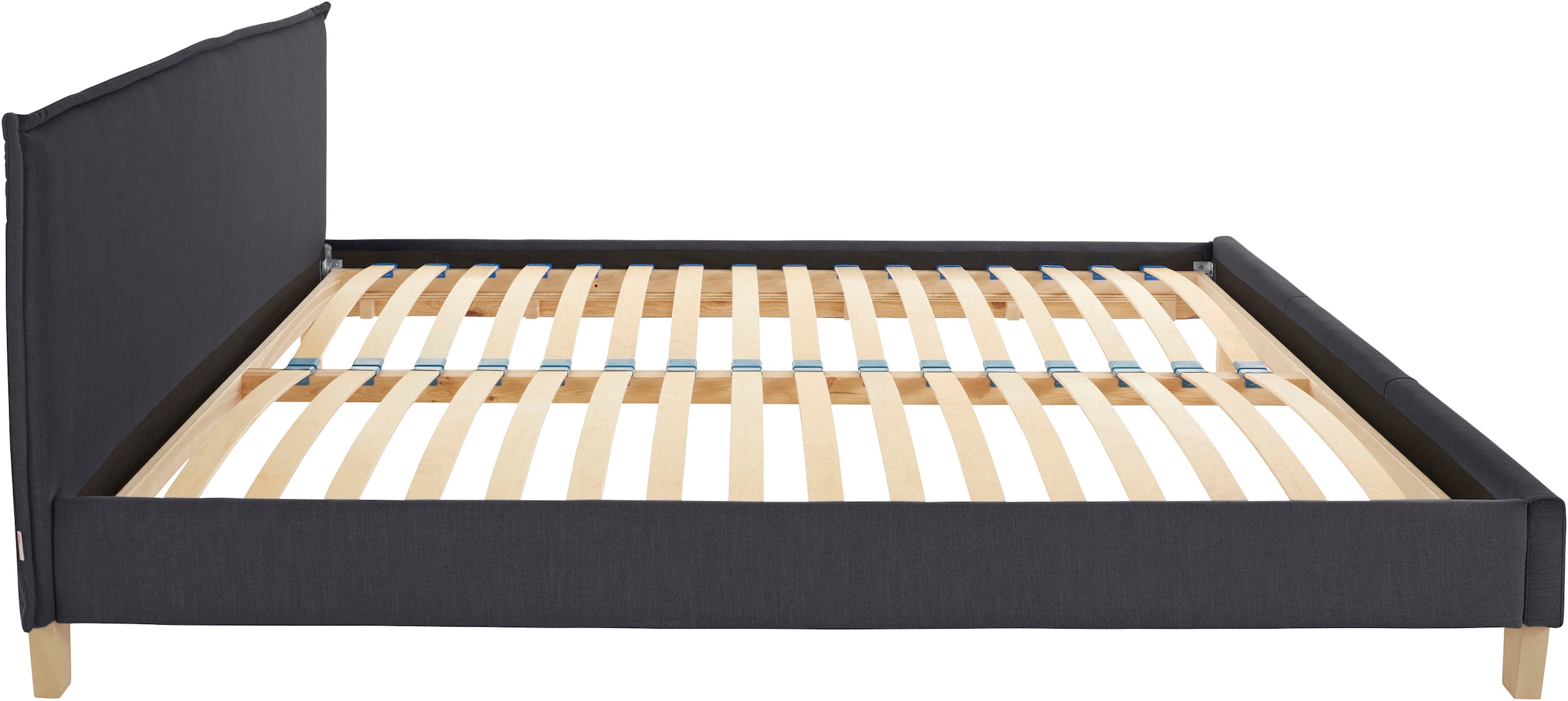 OTTO products Polsterbett »Heddi«, in 5 Breiten: von 90cm-200cm, Biese am Kopfteil, Strukturstoff