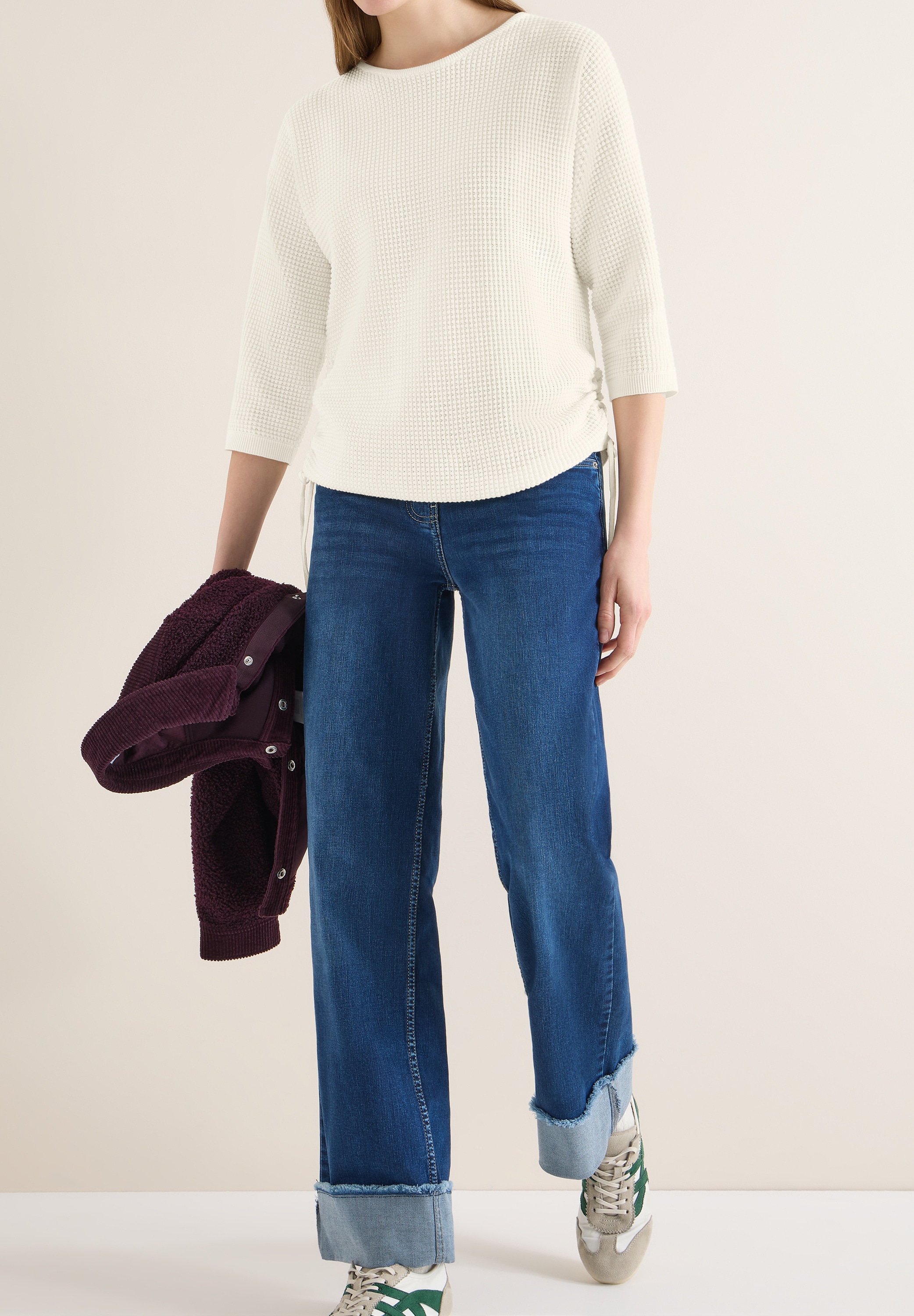 Cecil 3/4 Arm-Pullover mit seitlicher Raffung und Bindebändern