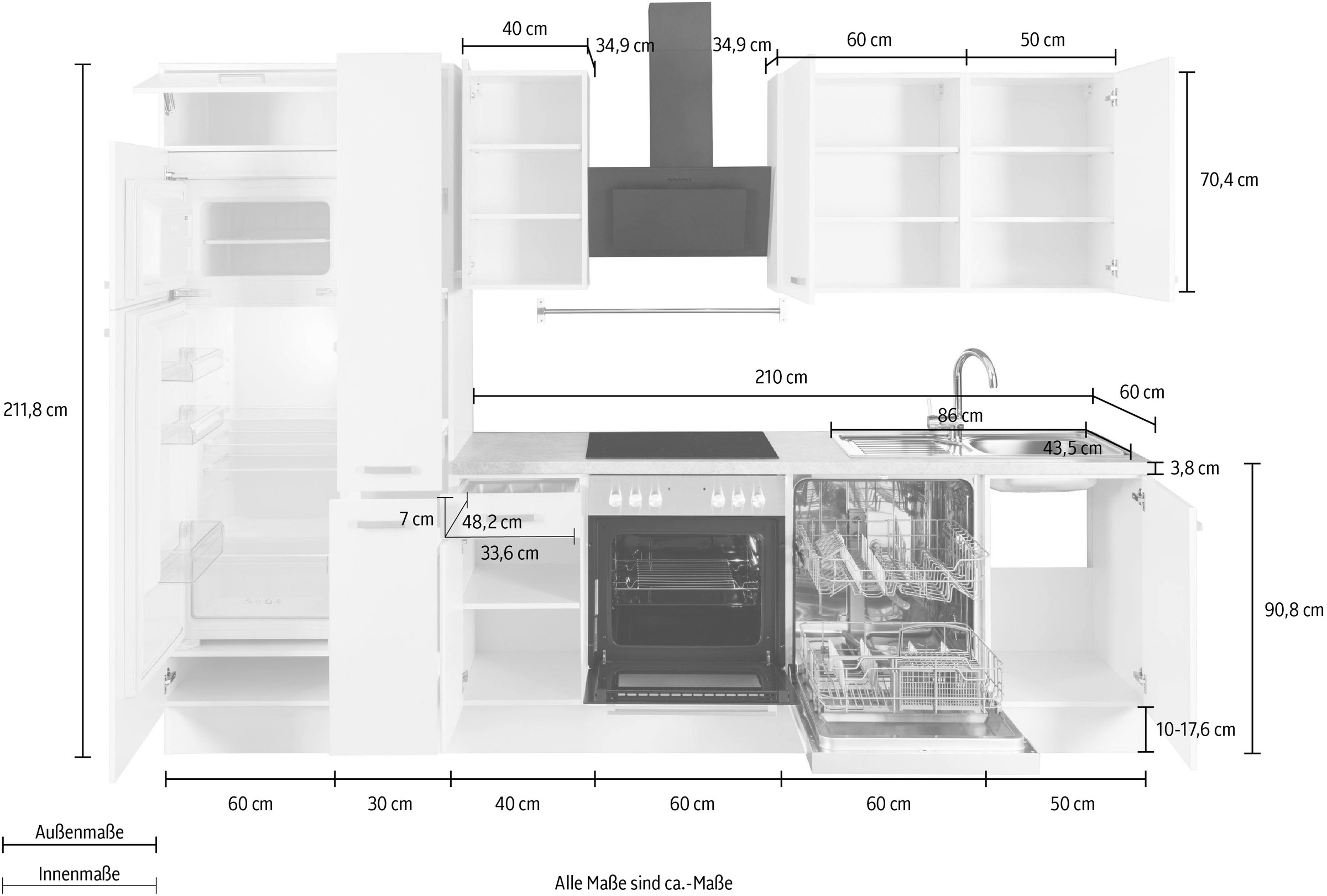 OPTIFIT Küchenzeile »Parma« mit E-Geräten, Breite 300 cm
