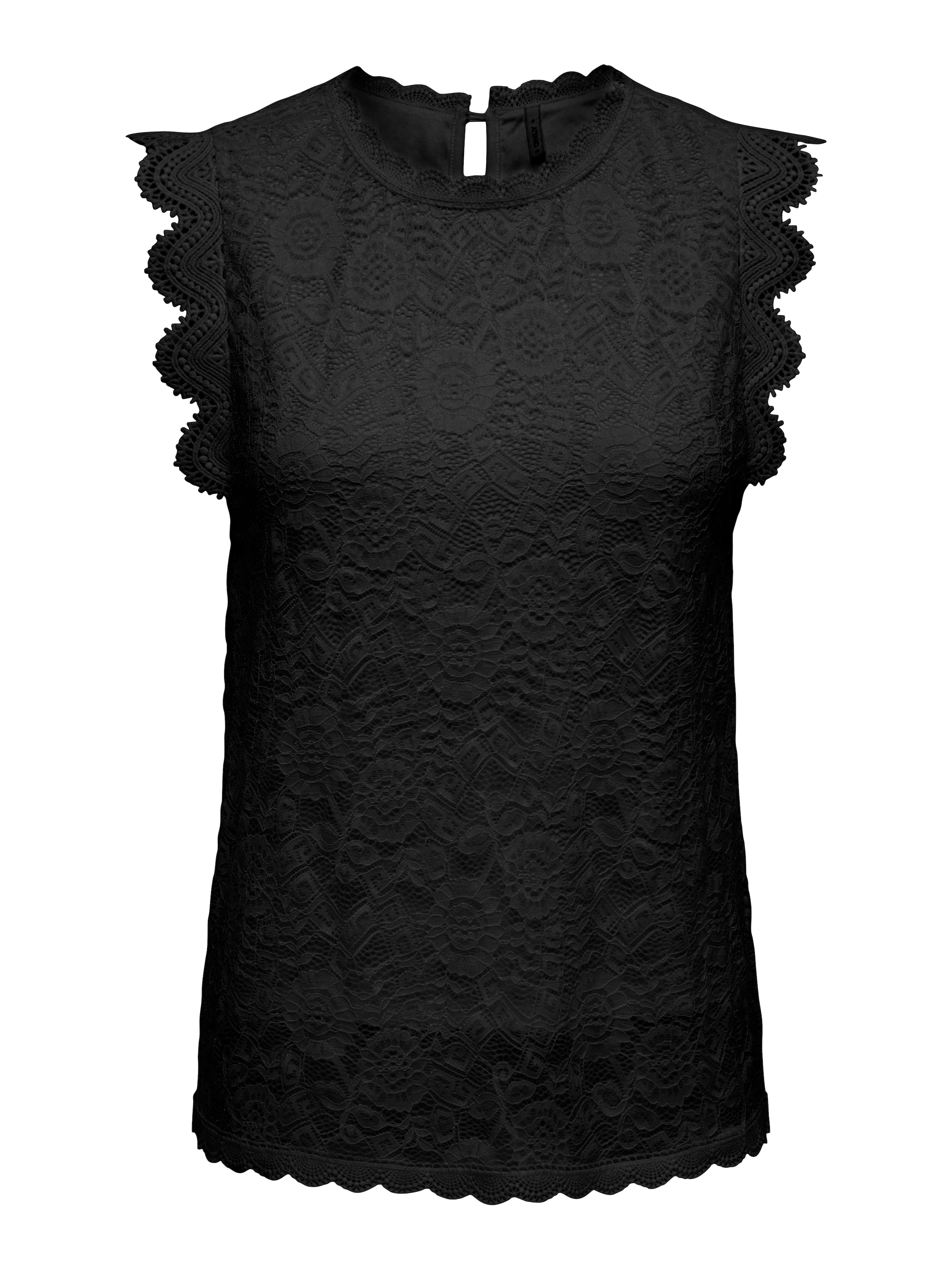 ONLY Spitzentop »ONLSINE S/L LACE TOP CS JRS« Materialmix, regular fit, Rundhals