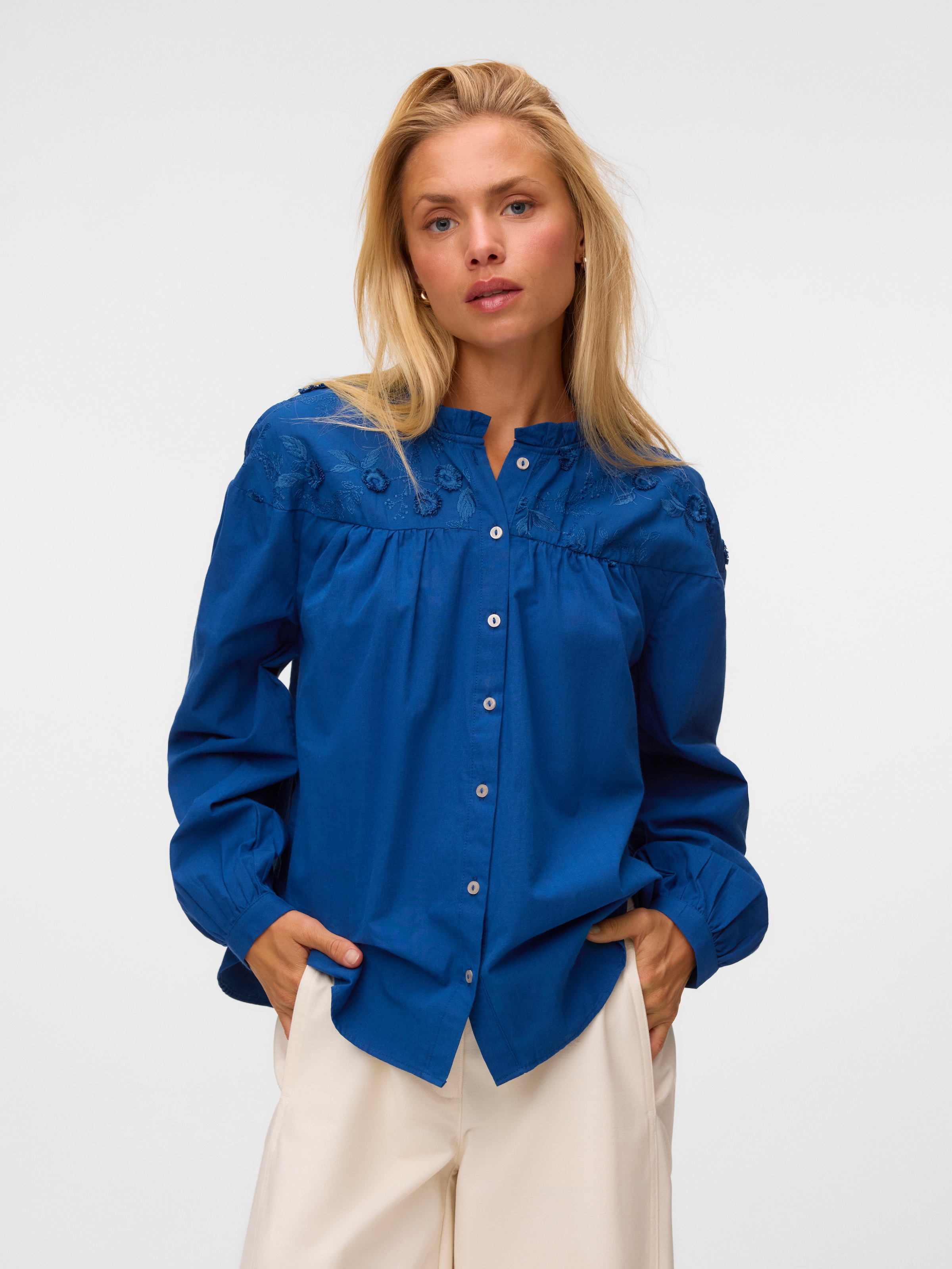 Vero Moda Langarmbluse »VMTUESDAY L/S DETAIL TOP WVN« Baumwolle