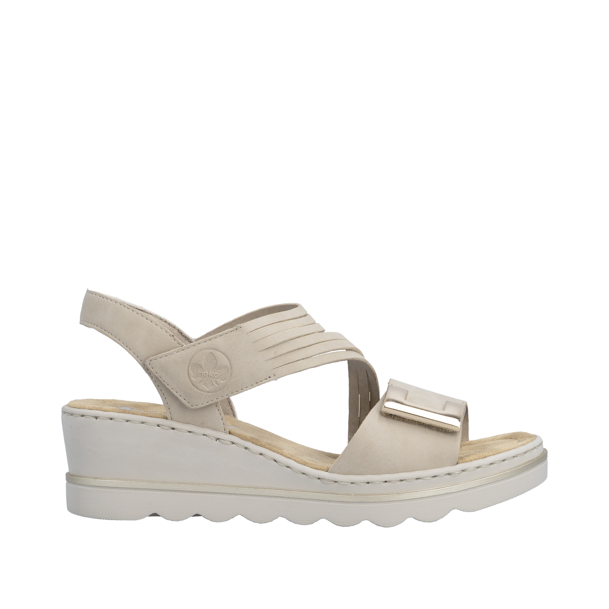 Rieker Keilsandalette  Klettschuh, Sommerschuh, Urlaubsschuh mit asymmetrischen Riemchen