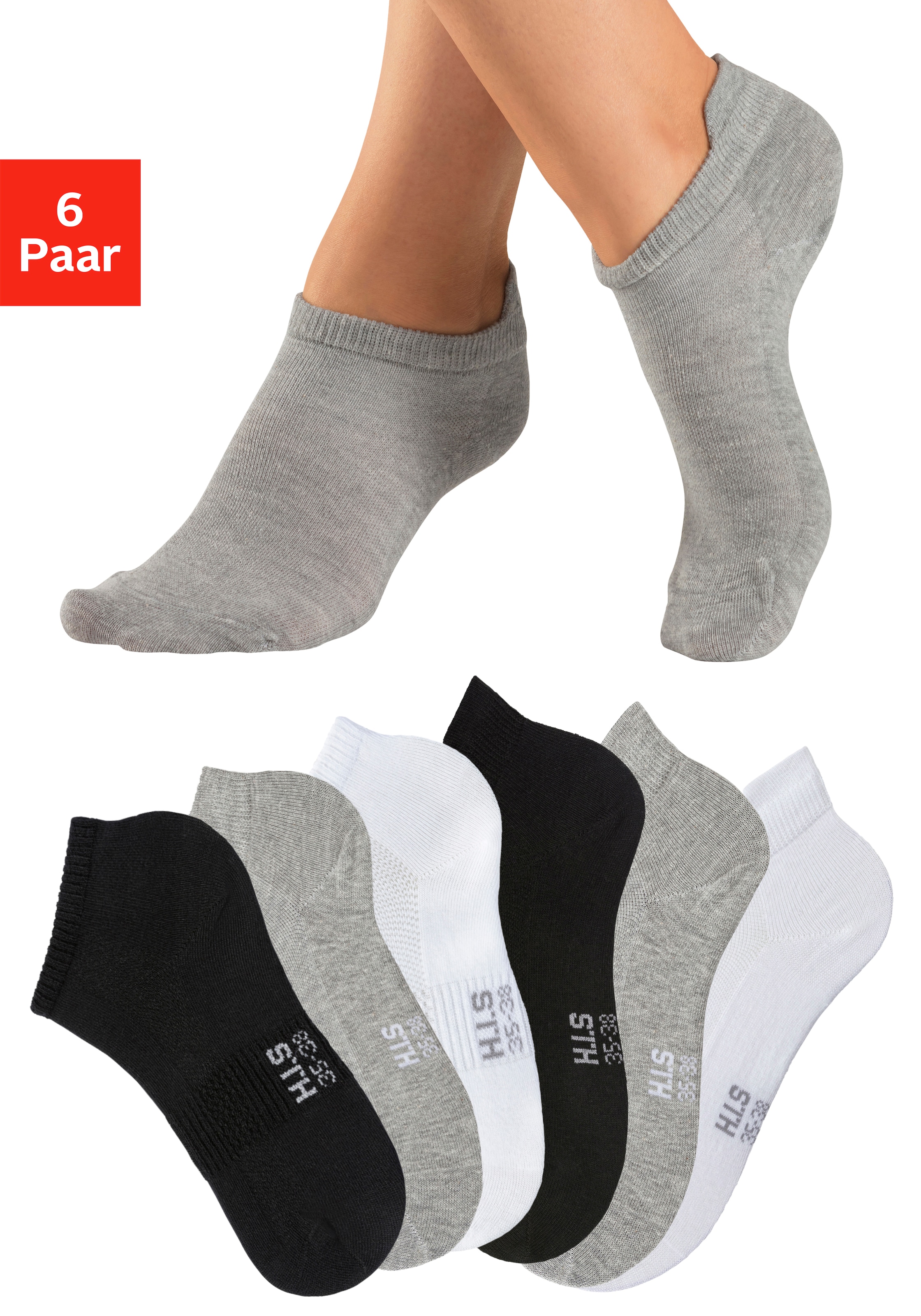 H.I.S Sportsocken, (Packung, 6 Paar), Kurzsocken und Sneakersocken in einem Pack