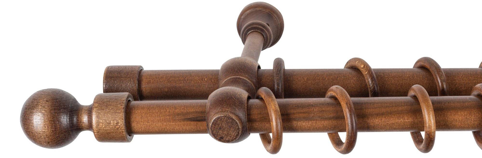 SN DECO GROUP Gardinenstange »Giro« 2 läufig-läufig Fixmaß 28 mm, Holz, verschiedene Längen und Farben, Komplettset