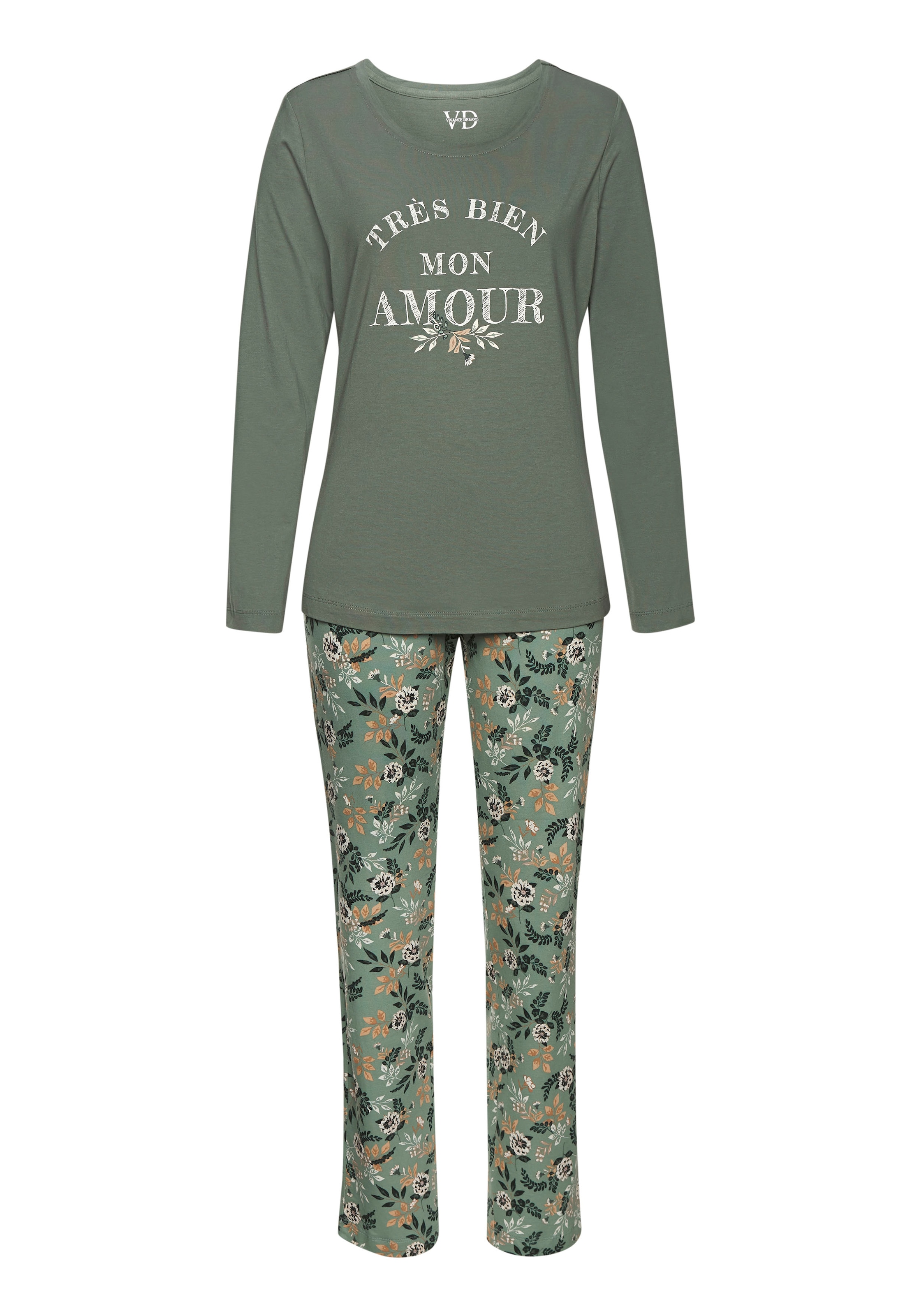 Vivance Dreams Pyjama 2-teilig, 2 tlg. mit romantischem Blumendruck