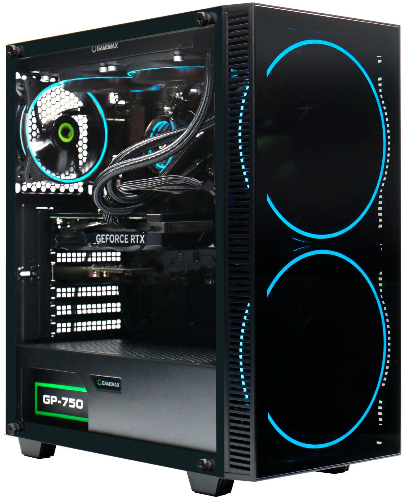 GAMEMAX Gaming-PC-Komplettsystem »MegaDeal Black Hole 2839 AMD Ryzen 5 7500F 32GB DDR5 1TB SSD RTX 5070« 34 ″ AMD Ryzen 5 GeForce RTX? 5070 32 GB RAM 1.000 GB SSD Windows 11, DDR5 RAM + MSI MAG 342CQR E2 Curved Monitor 86cm (34")