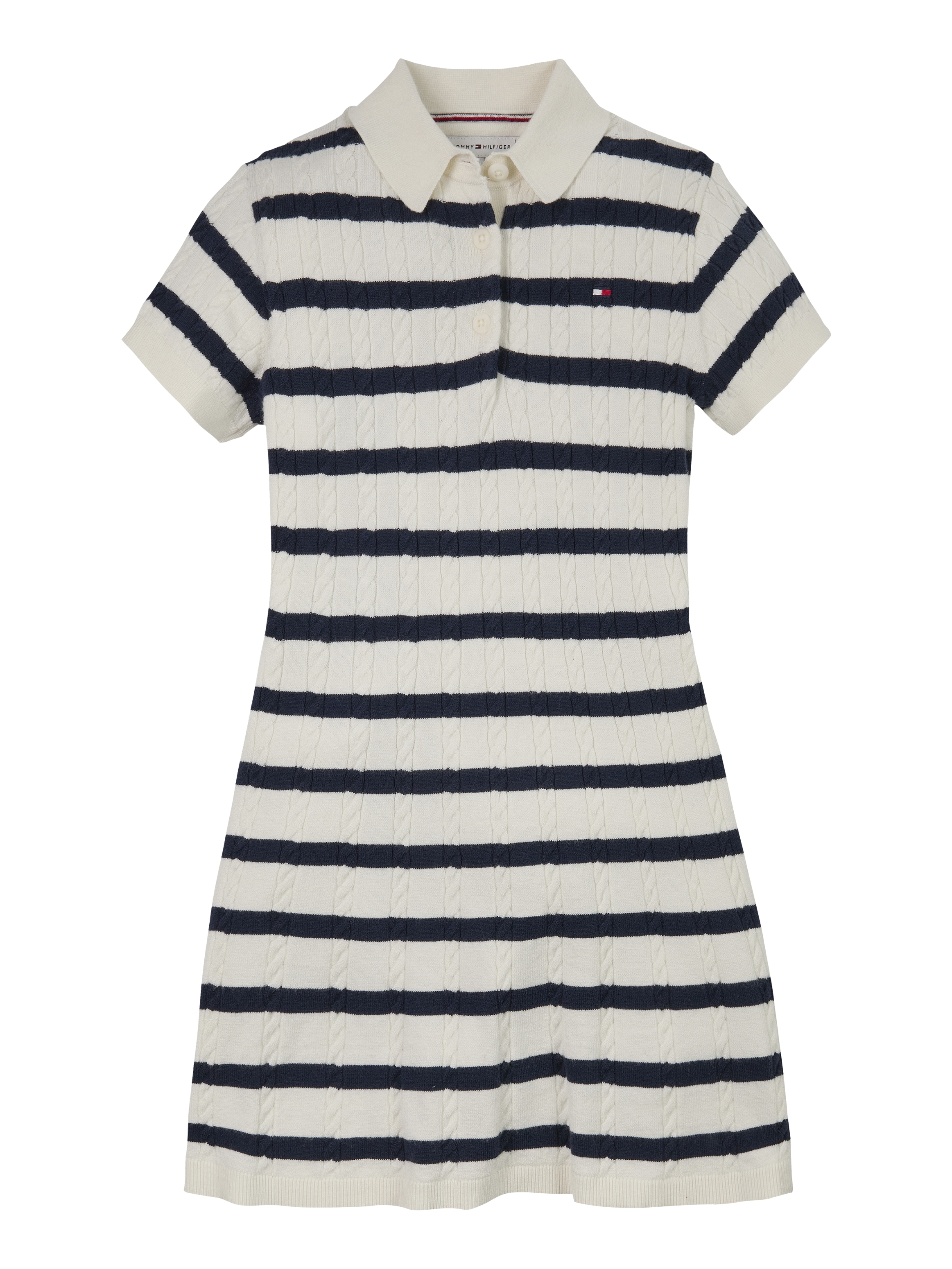 Tommy Hilfiger Strickkleid »SWEATER DRESS SS«, mit Streifenmuster, mit Zopfmuster