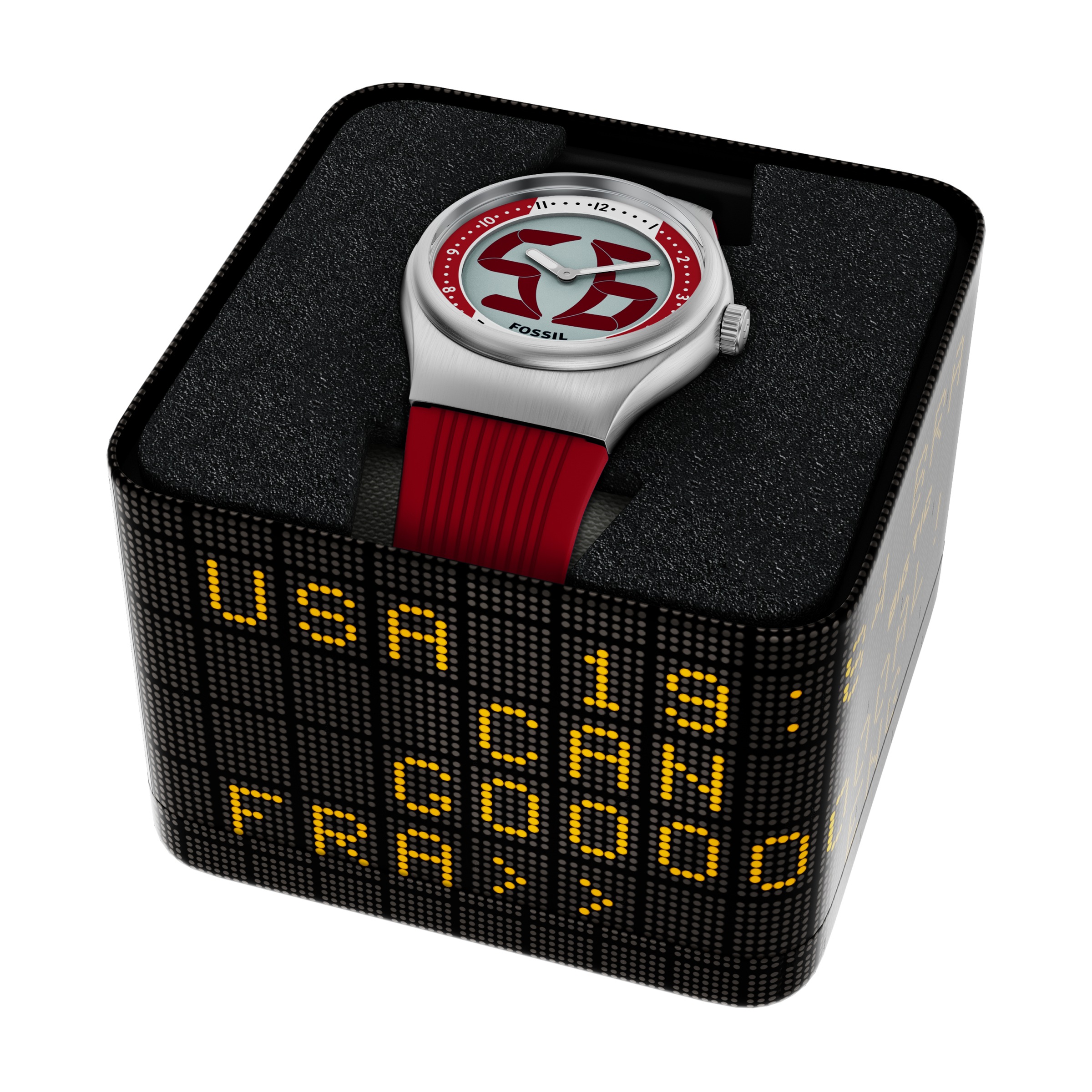 Fossil Quarzuhr »World Flags Big Tic« Armbanduhr, Herrenuhr, Silikonarmband, analog, digital