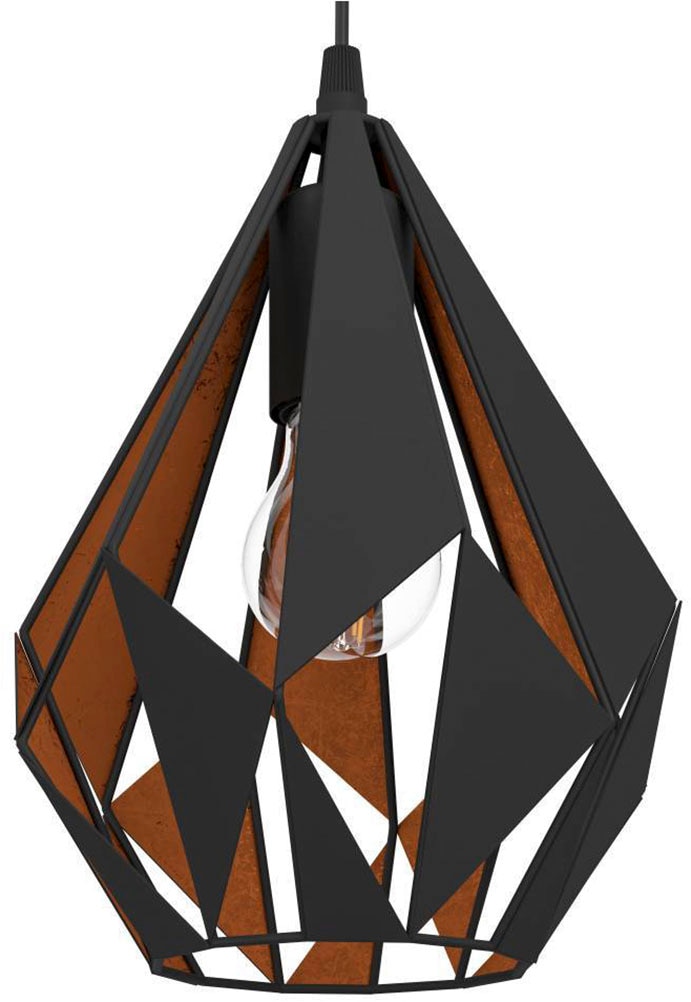 EGLO Pendelleuchte »CARLTON 1 Hängeleuchte, schwarz kupfer, Stahl, exkl. Leuchtmittel«, 1 flammig, Leuchtmittel E27 | ohne Leuchtmittel, Vintage Pendellampe, 1 flammig, Drahtgeflecht, Industrial, 110x20,5cm