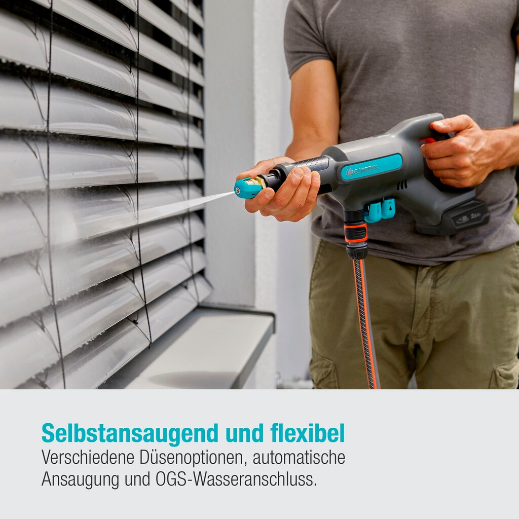 GARDENA Akku-Mitteldruckreiniger »AquaClean 24/18V P4A solo«, (3 tlg.)