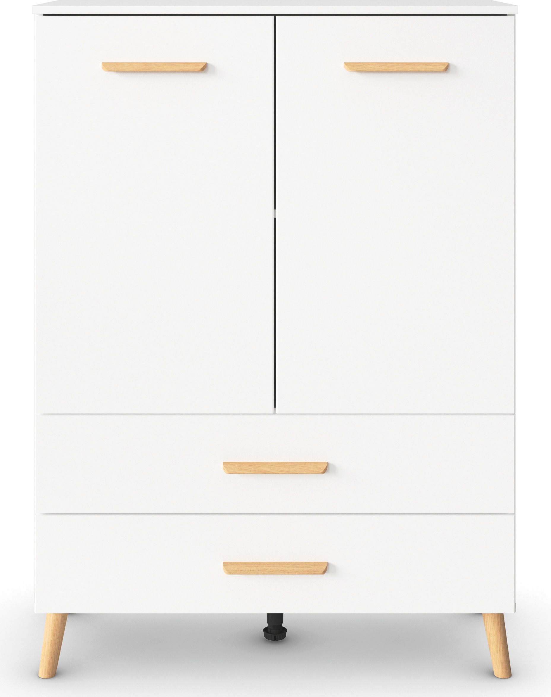 rauch Hochkommode »Skandi by Aditio«, mit Massivholzgriffen, 2 Schubladen mit Softclose-Funktion