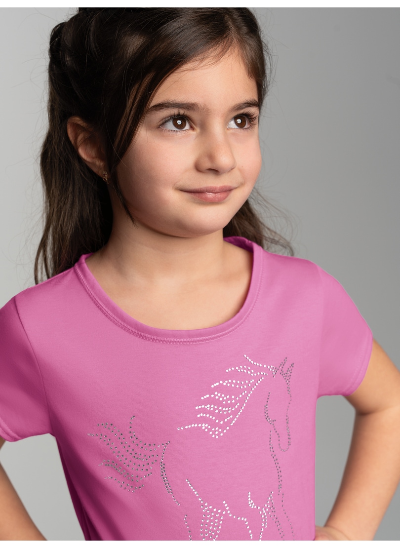 Trigema T-Shirt »TRIGEMA T-Shirt mit glitzerndem Pferde-Printmotiv«, (1 tlg.)