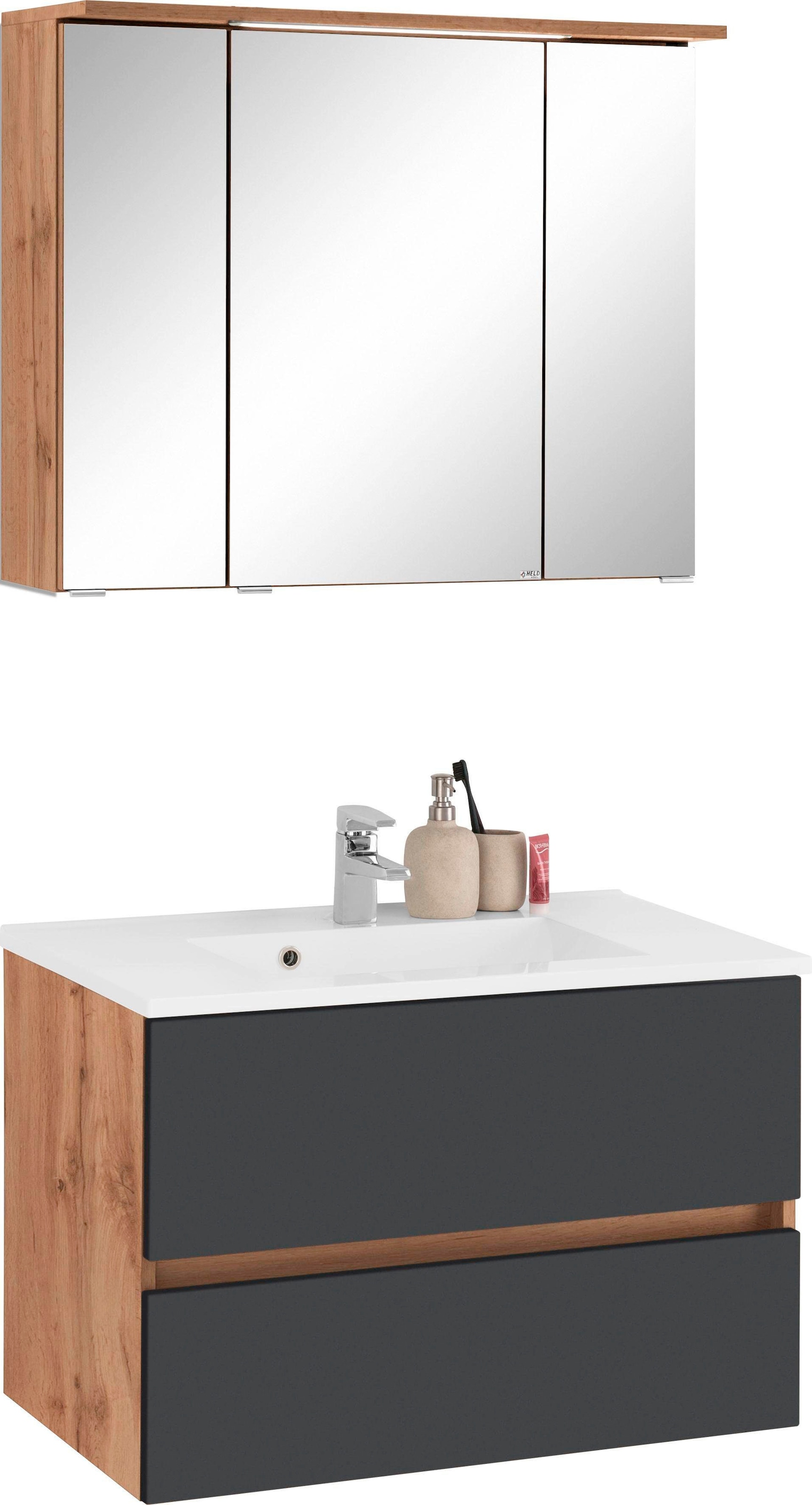 HELD MÖBEL Badmöbel-Set »Lucca«, (2 St.), Breite 80 cm, mit direkter LED-Beleuchtung kaufen