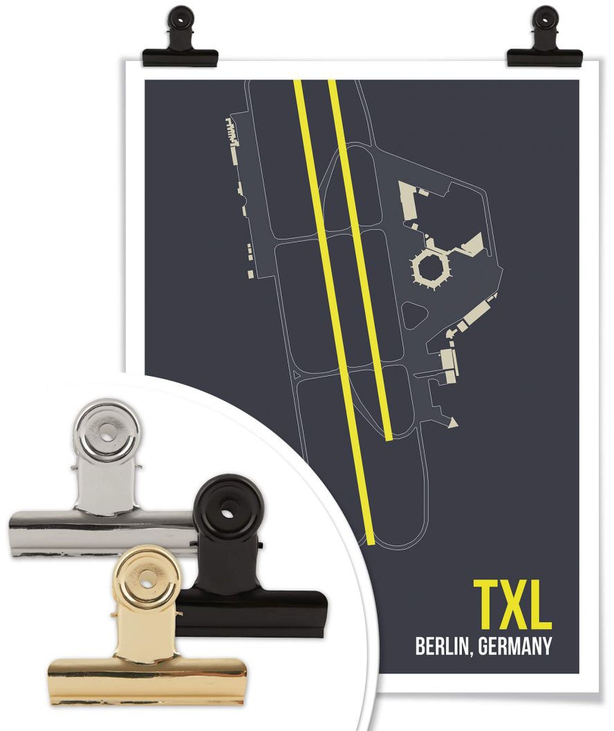 Wall-Art Poster »Wandbild TXL Grundriss Berlin«, Grundriss, (1 St.), Poster ohne Bilderrahmen