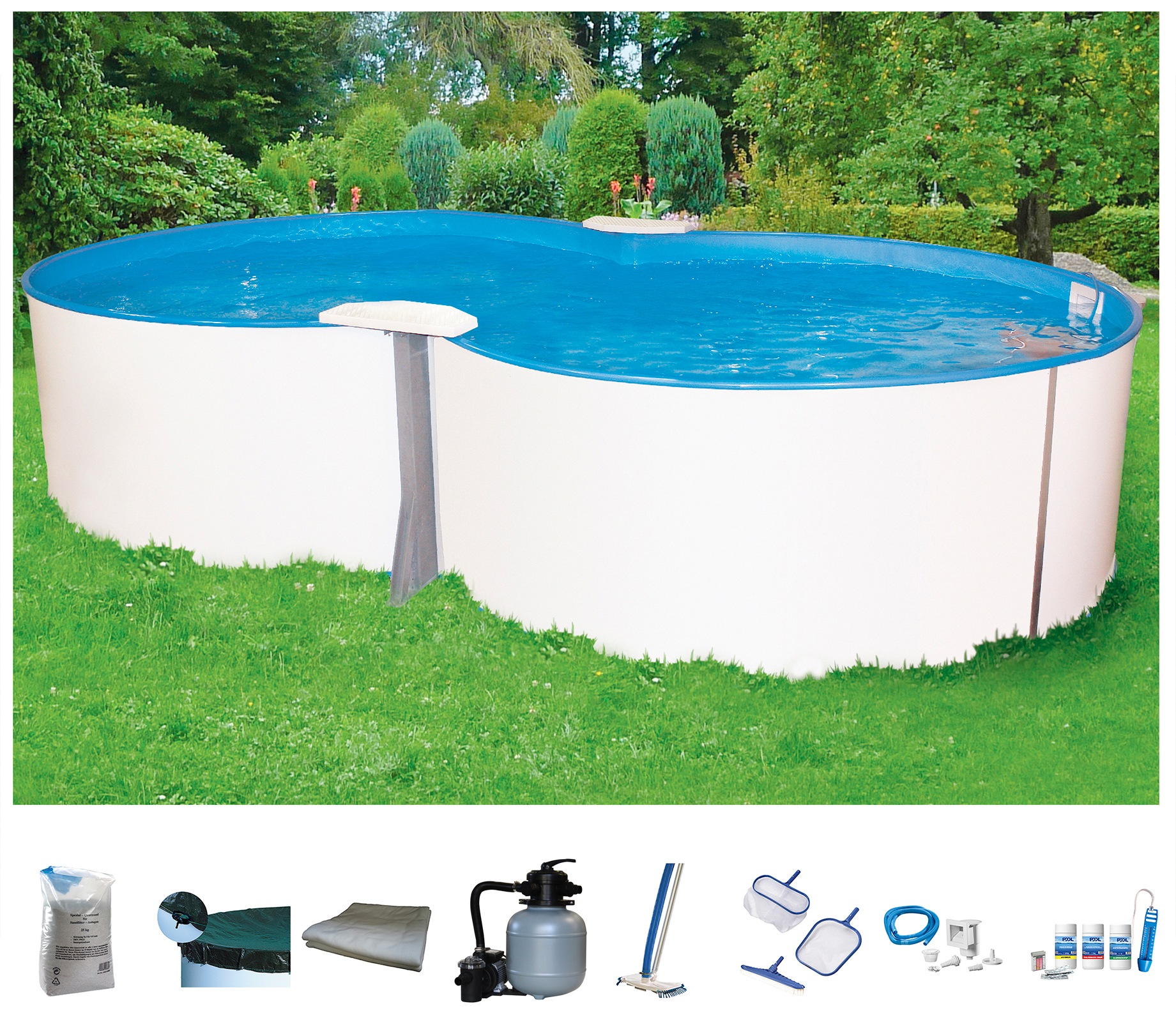 MyPool Achtformpool »Premium«, (Set), 9-tlg., BxLxH: 360x625x135 cm