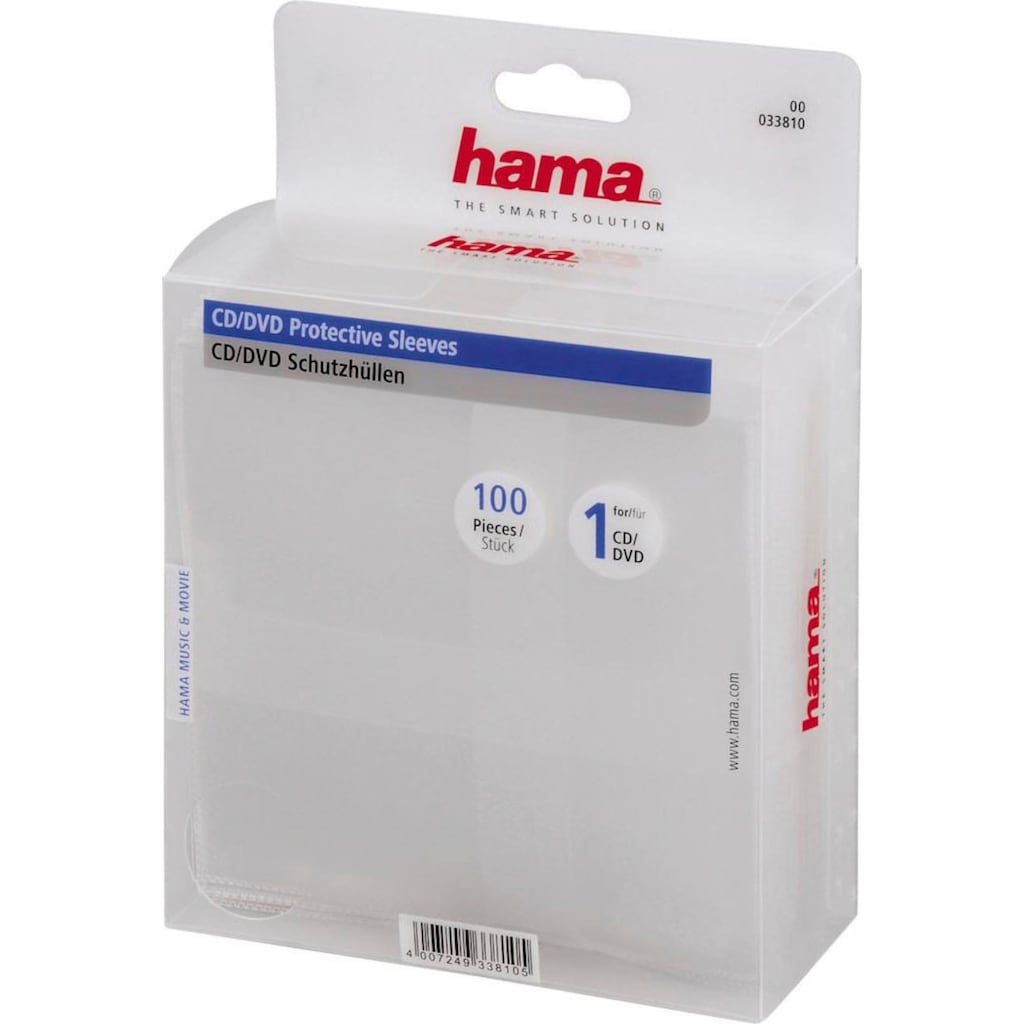 Hama CD-Hülle »CD-/DVD-Schutzhüllen 100, Transparent, CD DVD Hülle«