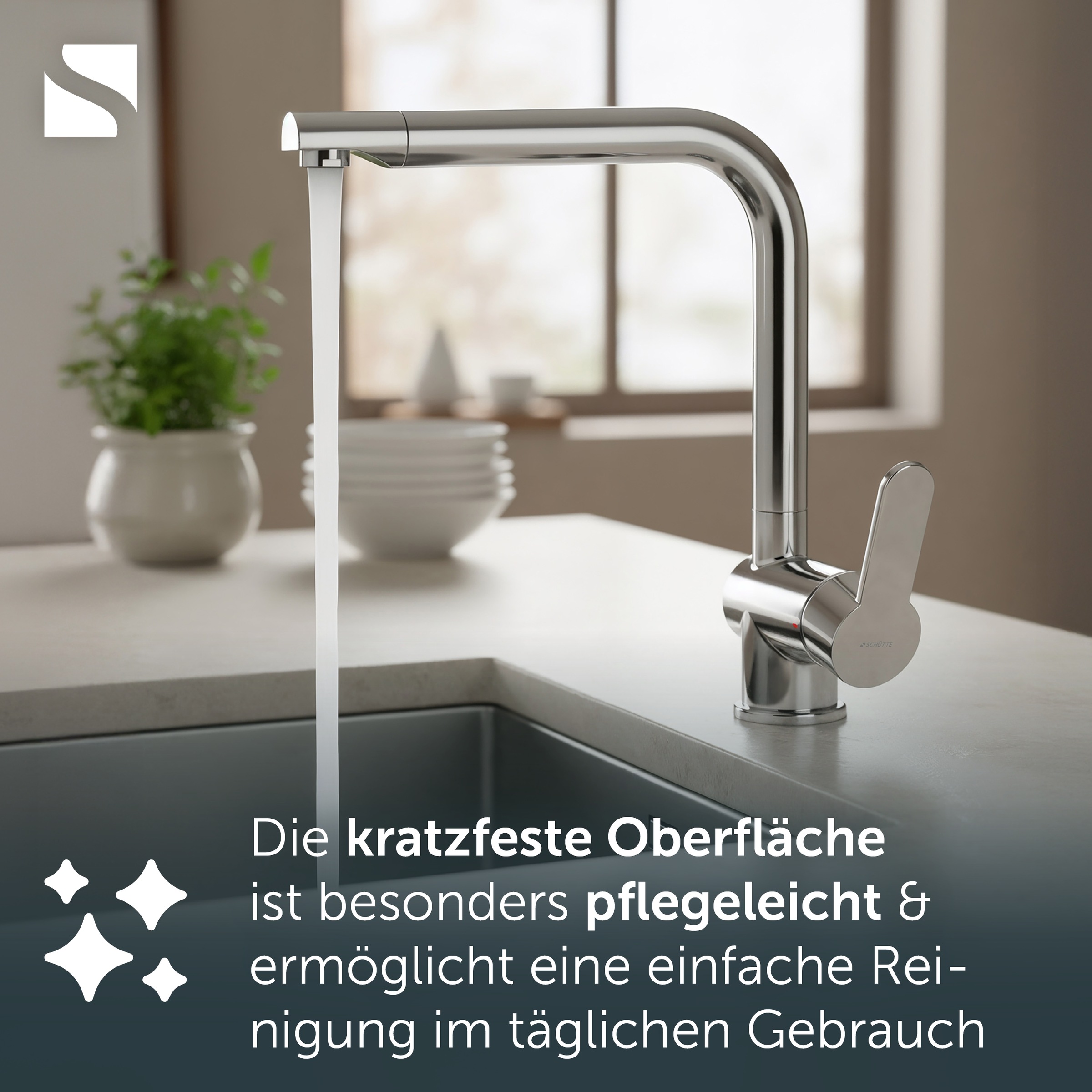 Schütte Spültischarmatur »RIO Schütte« Küchenarmatur, L-Form, Edelstahl, Cold-Start, schwenkbar, Edelstahl