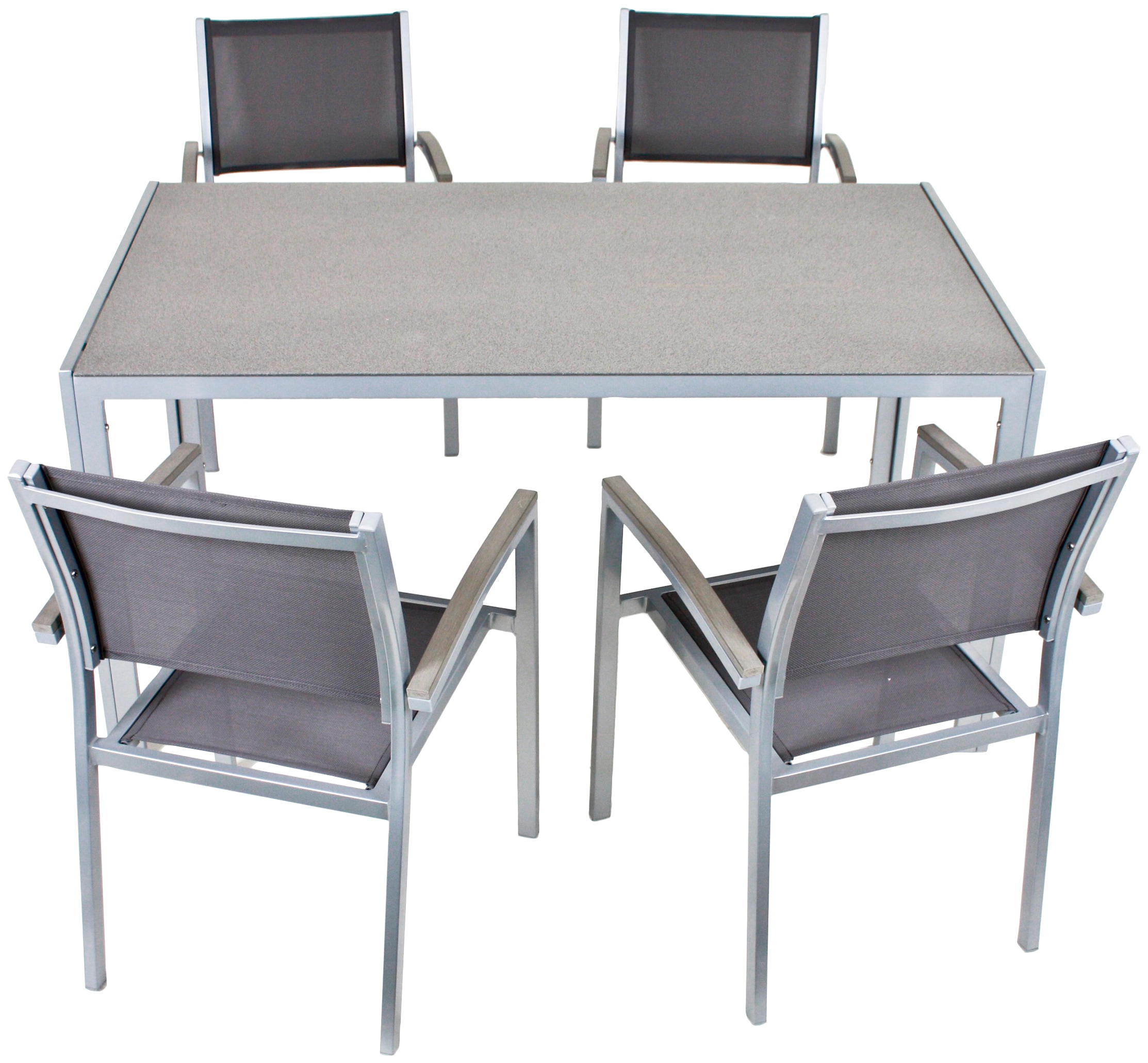 Garden Pleasure Garten-Essgruppe »GRACE« 5 Stk. tlg. mit platzsparenden Stapelstühlen