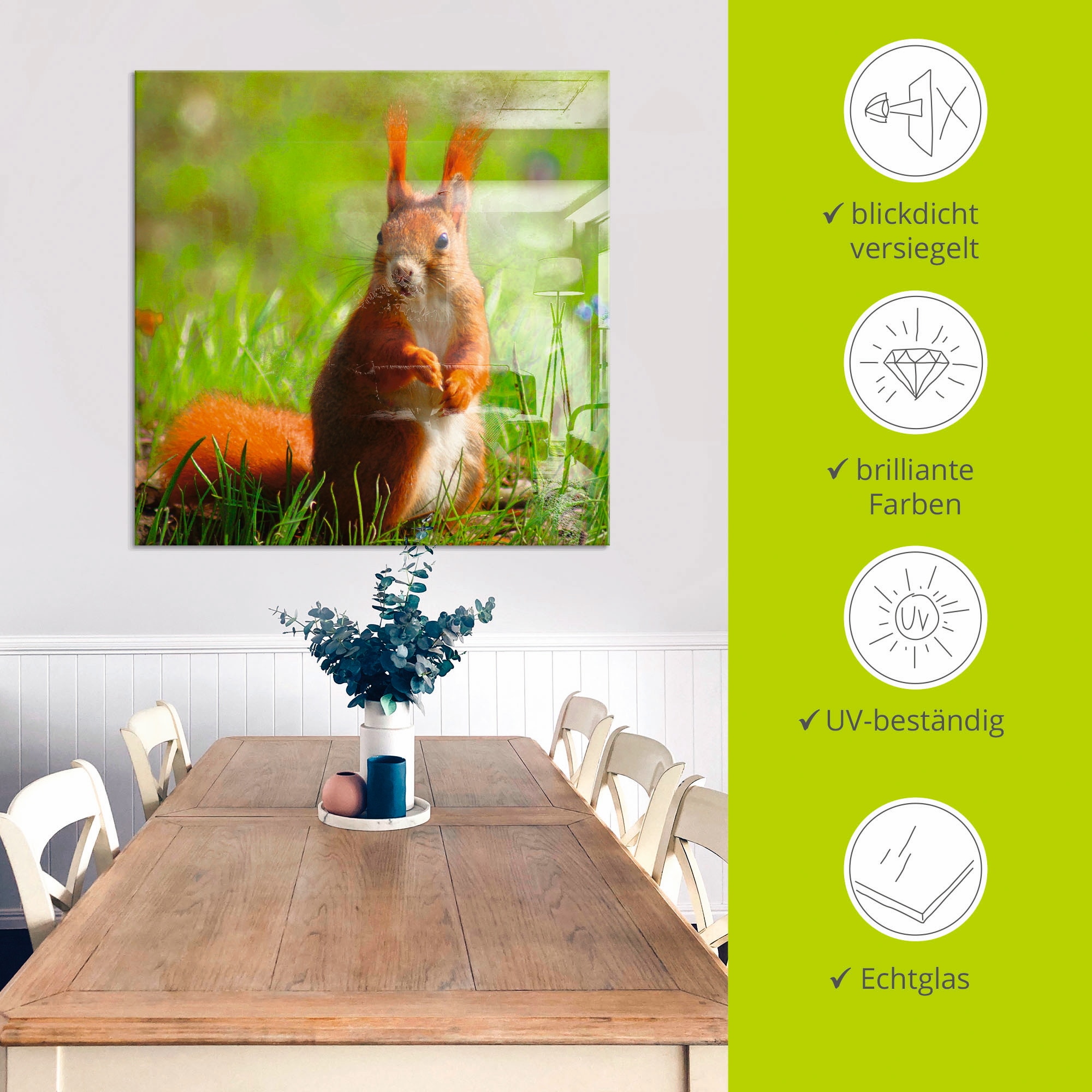 Artland Glasbild »Eichhörnchen Kontakt«, Wildtiere, (1 St.), in verschiedenen Größen